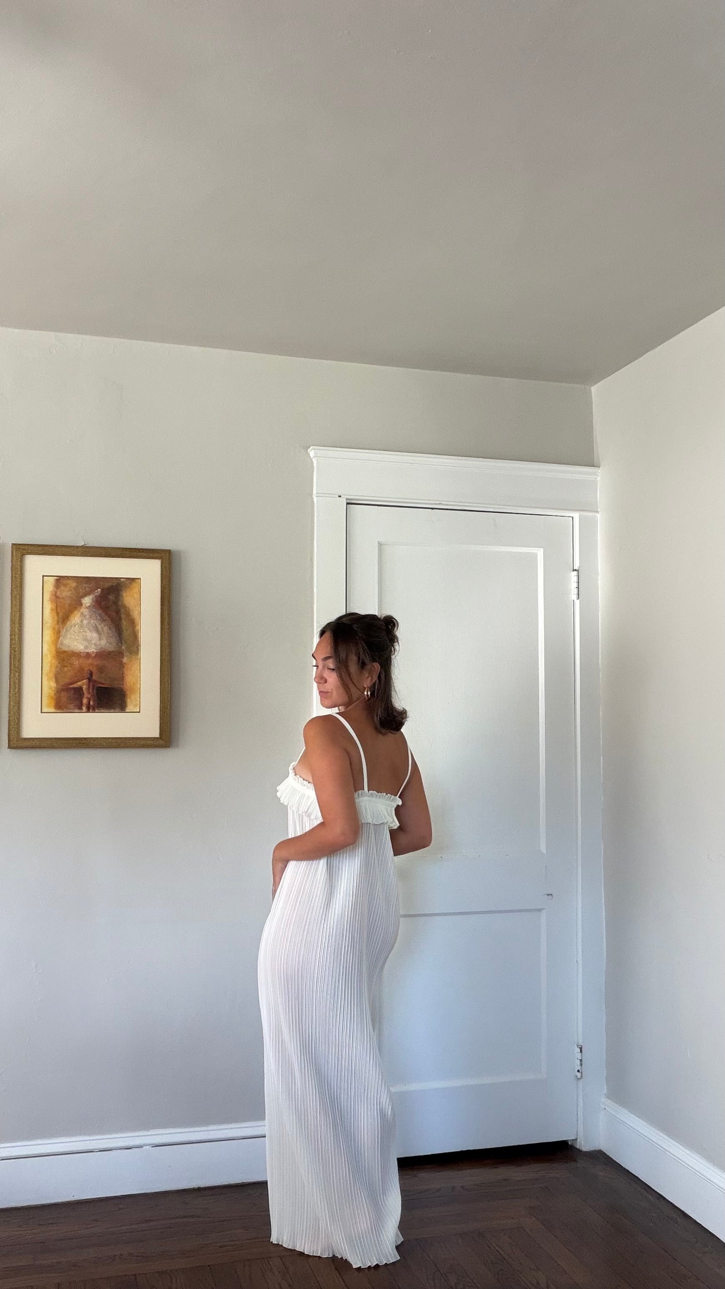 Rare Pleated Ivory Maxi Slip