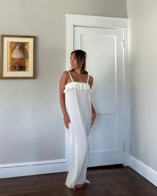 Rare Pleated Ivory Maxi Slip