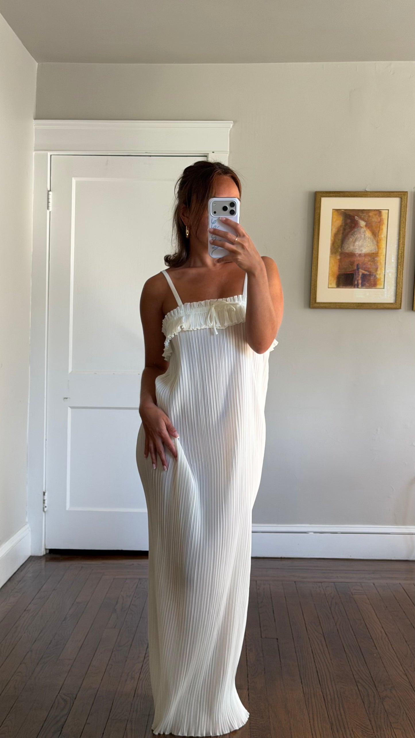 Rare Pleated Ivory Maxi Slip