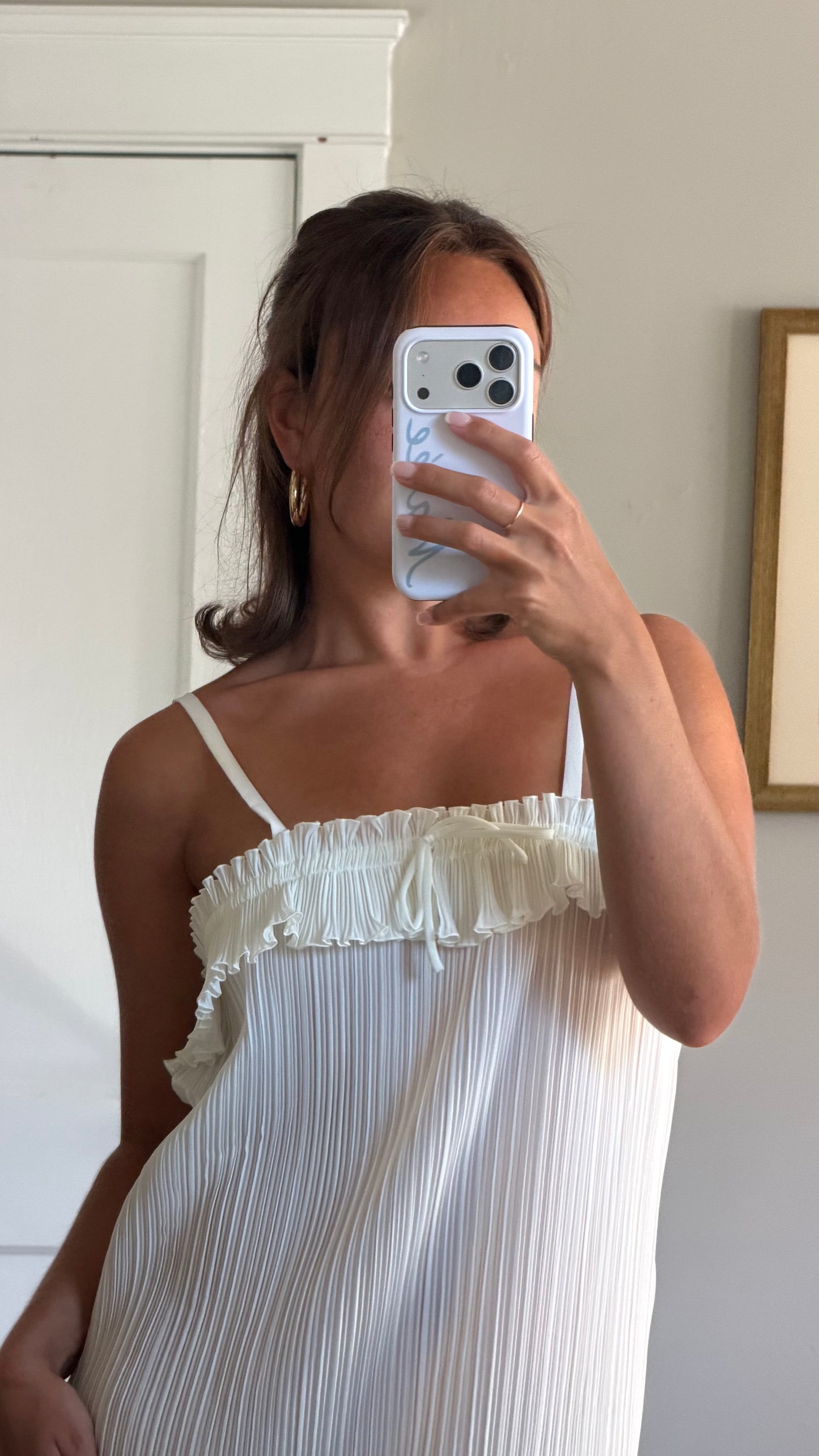 Rare Pleated Ivory Maxi Slip
