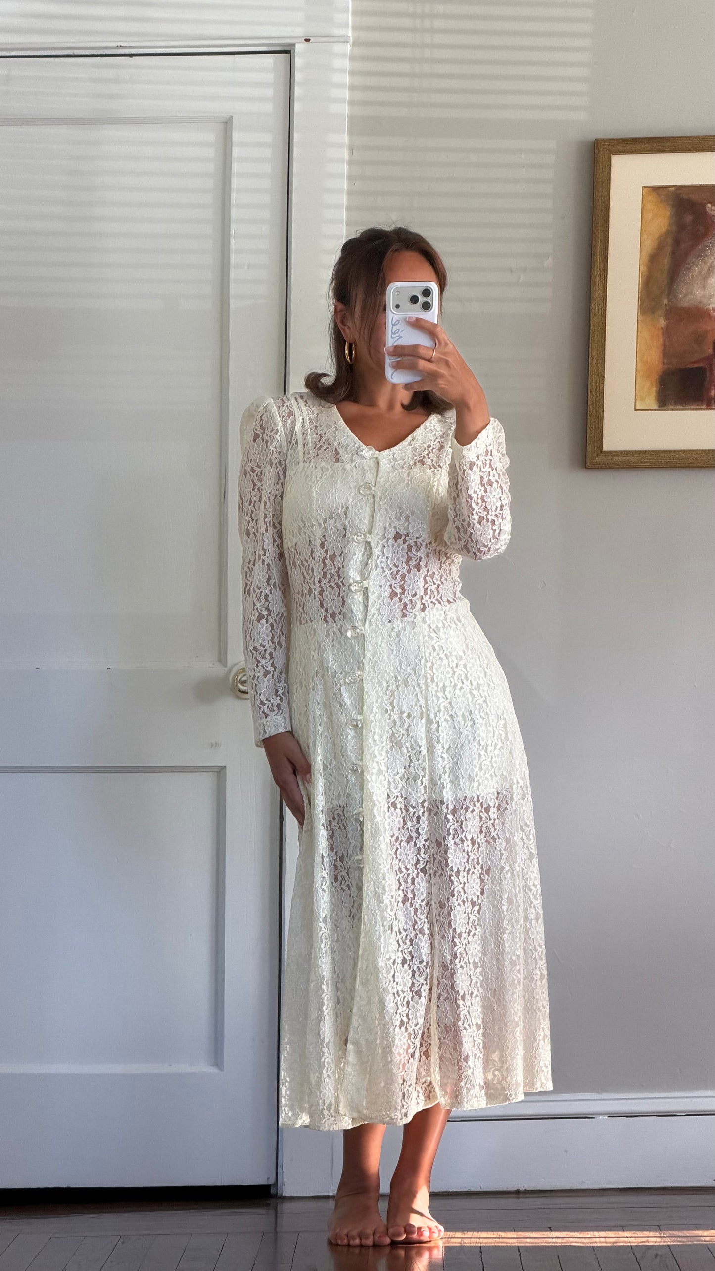 Cream Lace Corset Back Midi Dress