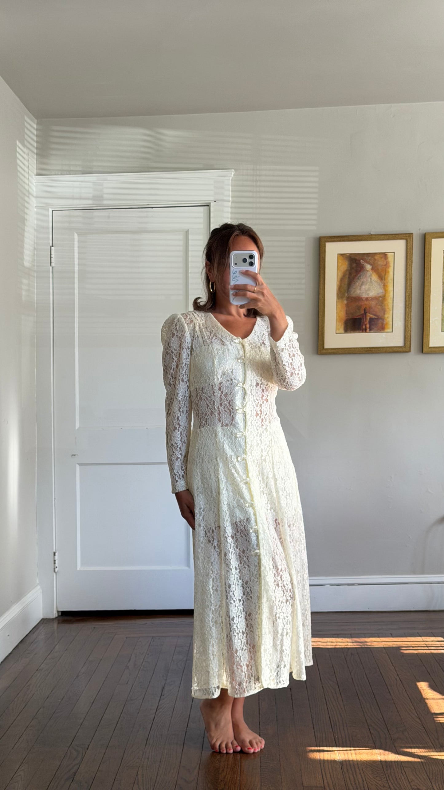 Cream Lace Corset Back Midi Dress