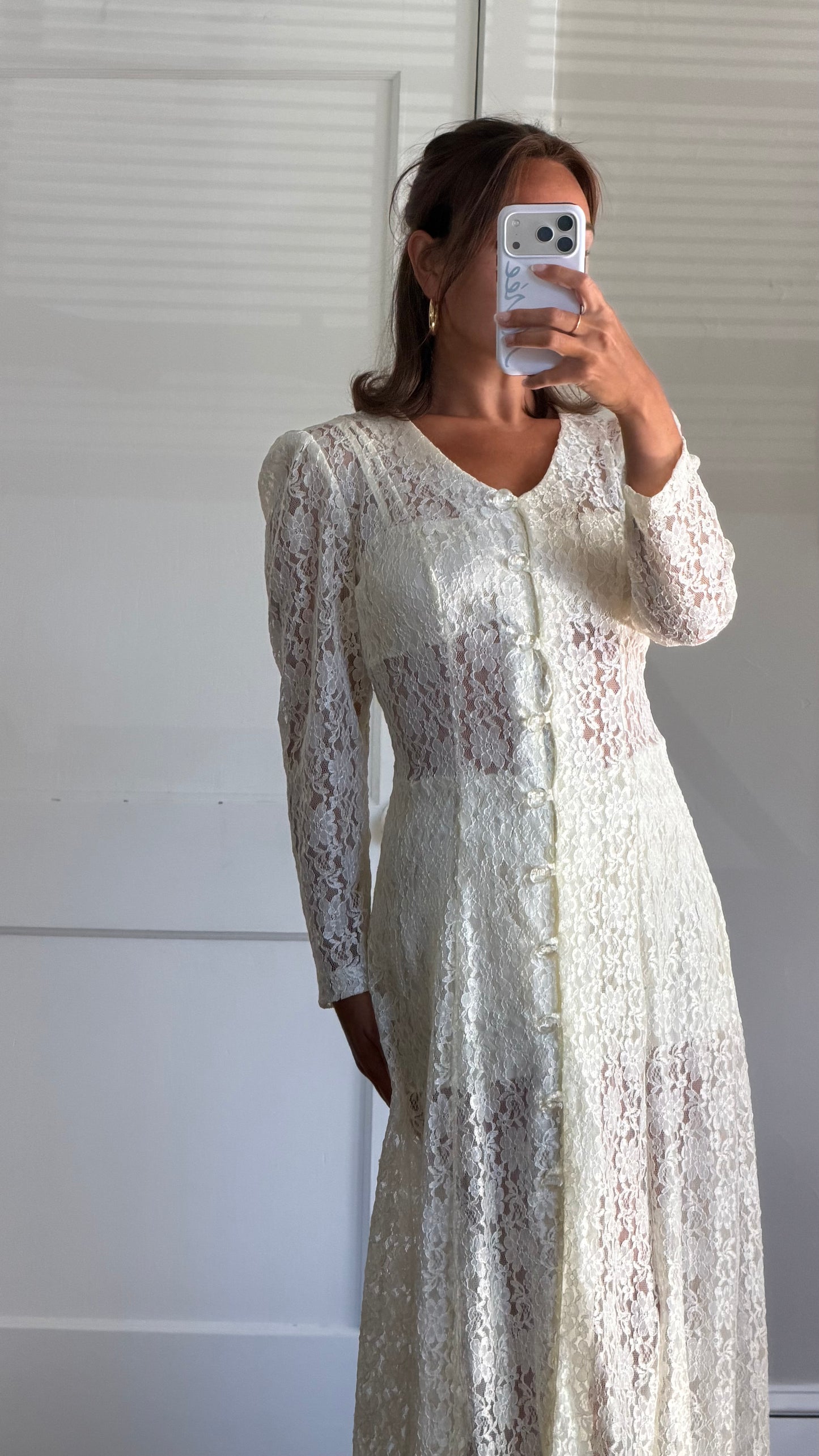 Cream Lace Corset Back Midi Dress