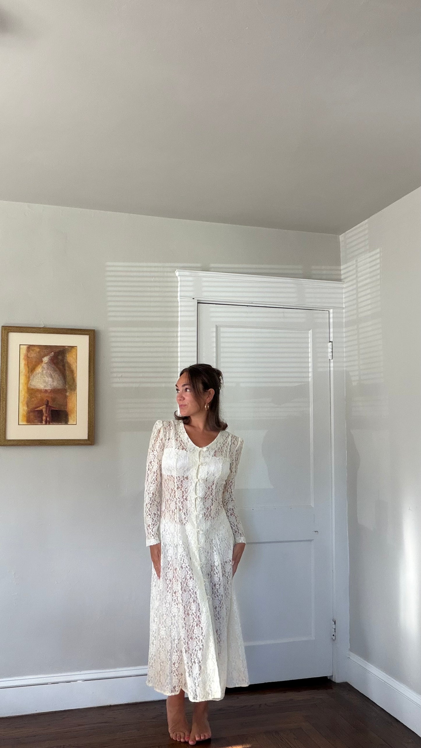 Cream Lace Corset Back Midi Dress