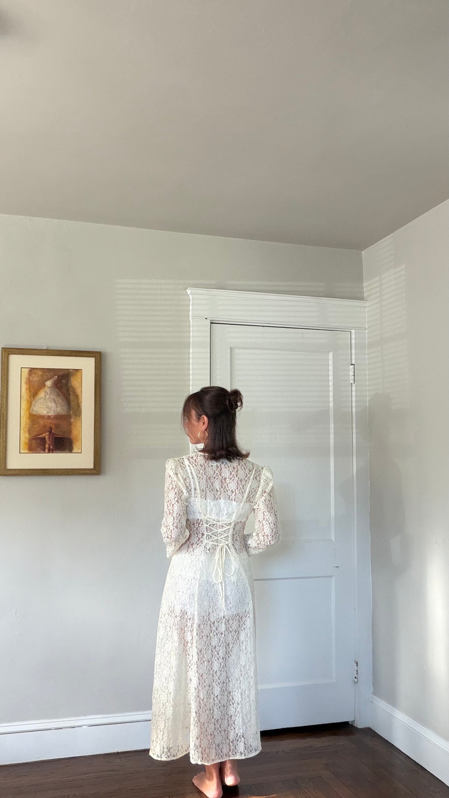 Cream Lace Corset Back Midi Dress