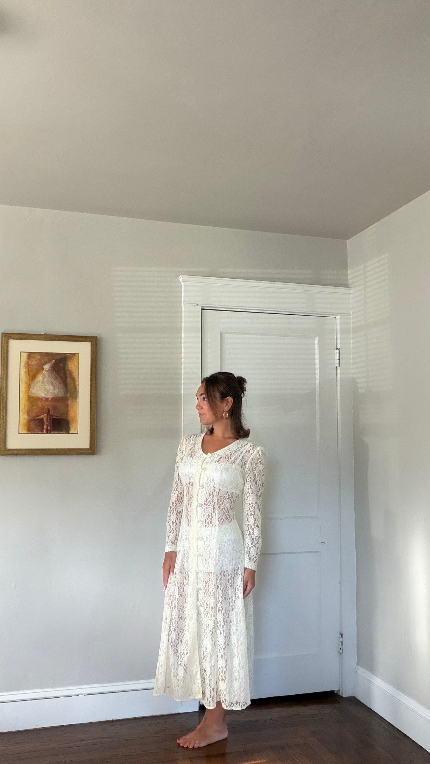 Cream Lace Corset Back Midi Dress