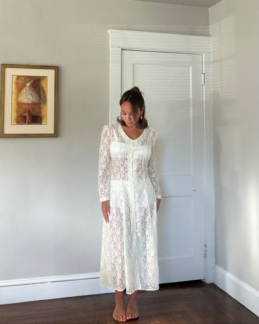Cream Lace Corset Back Midi Dress
