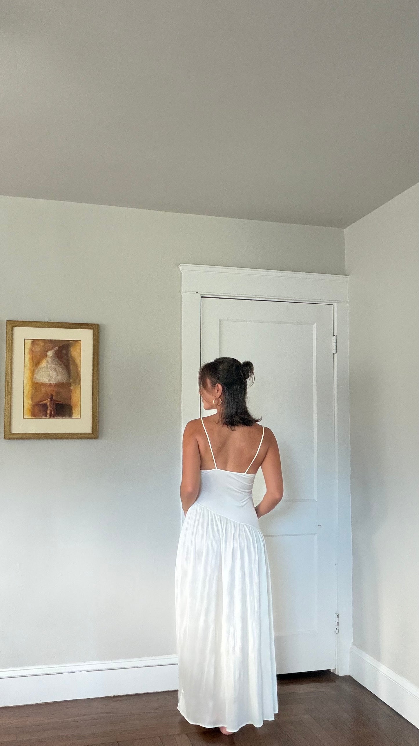 Cream Asymmetrical Drop Waist Pleat-Detail Peignoir Set