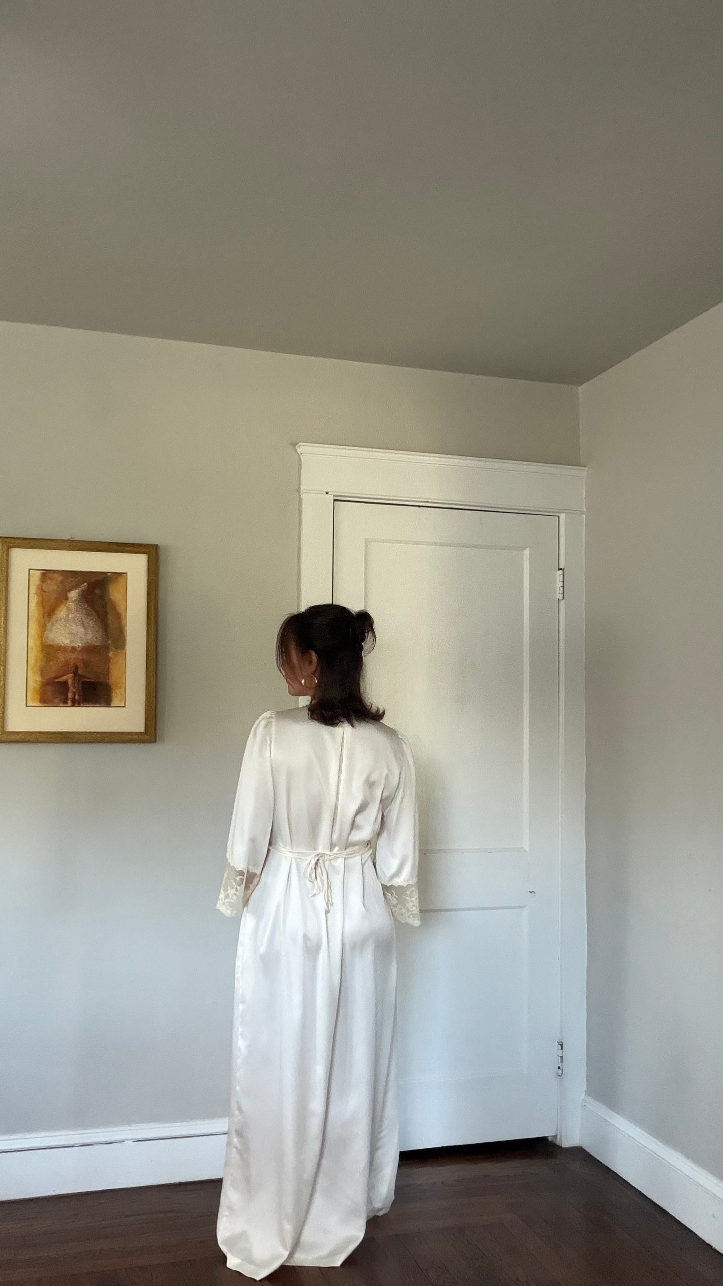 Ivory Lace Detail Peignoir Robe