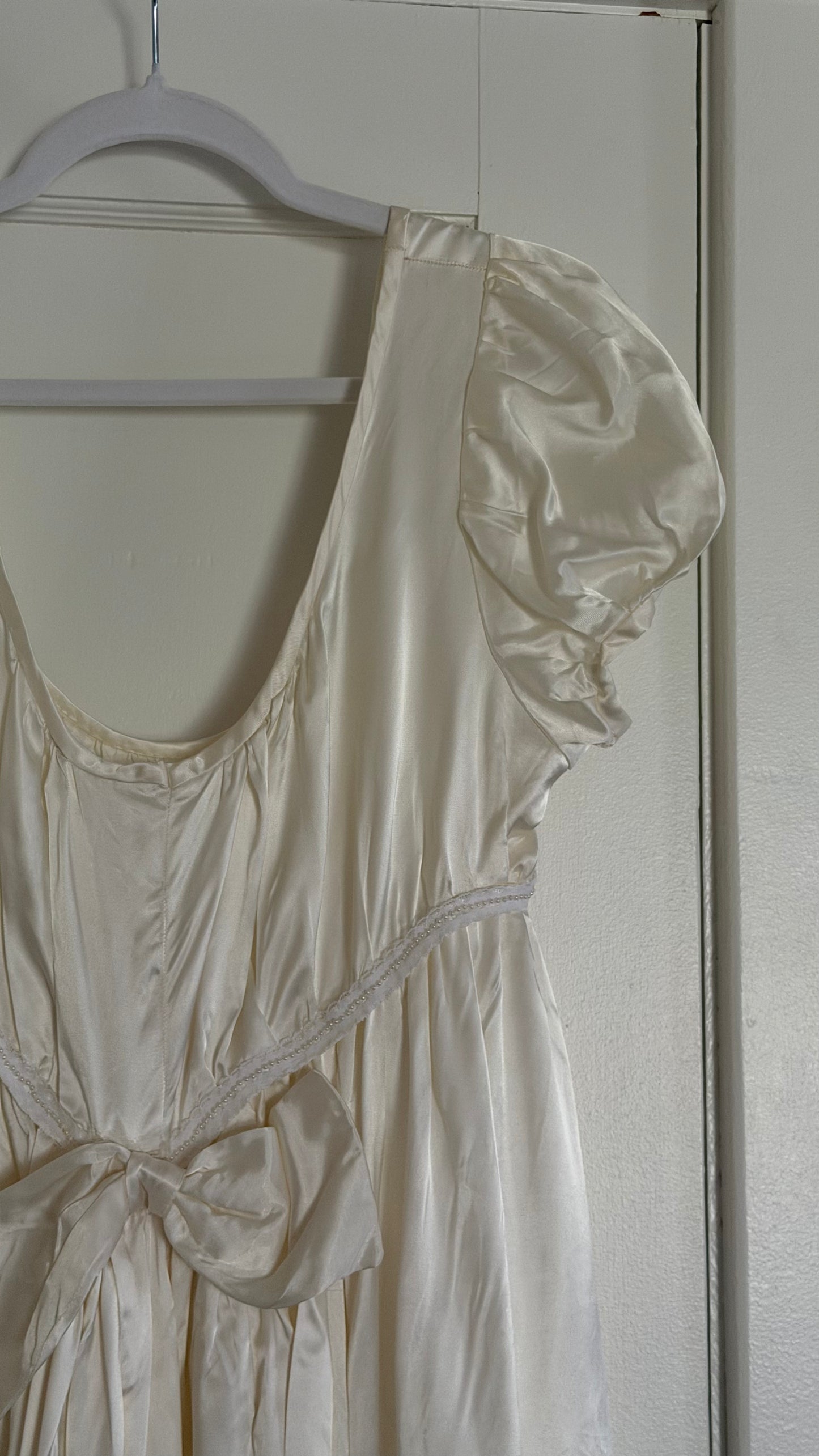 Empire Waist Cap Sleeve Wedding Gown