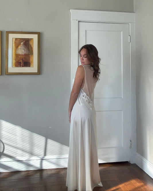 Cream Sheer-Back Slip