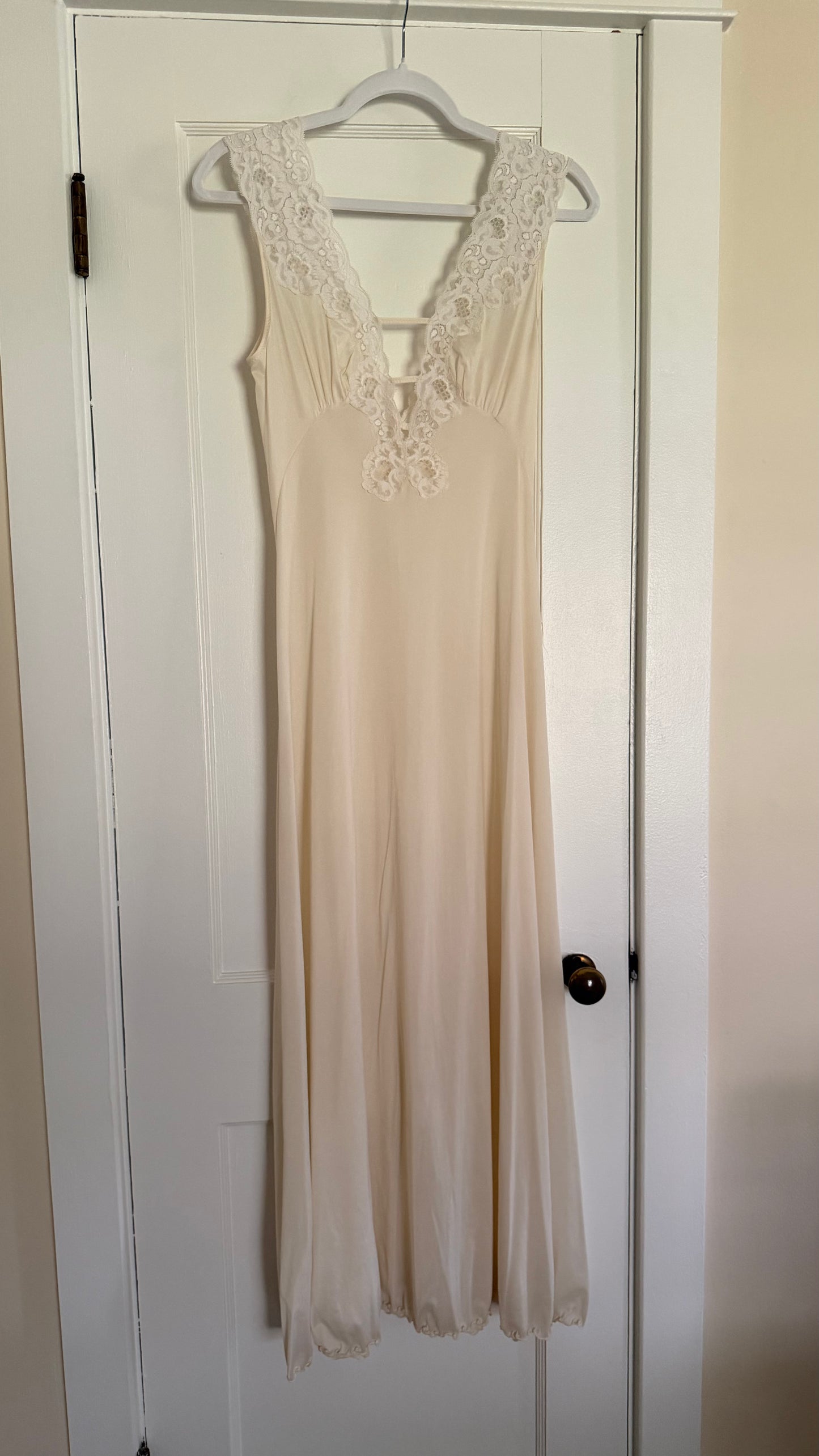 Rare New Zealand-Made Lace-Detail Plunge Slip