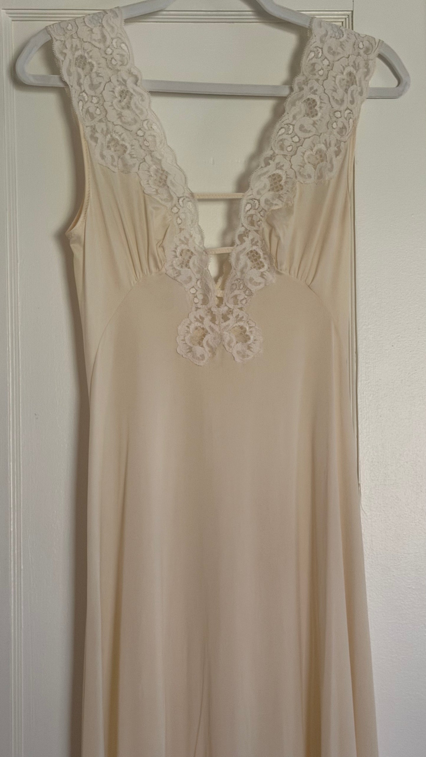 Rare New Zealand-Made Lace-Detail Plunge Slip
