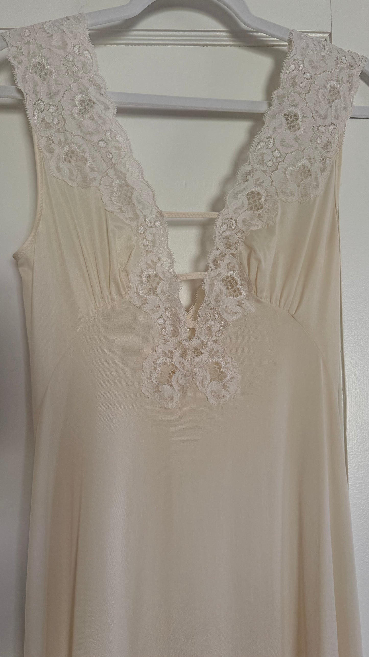 Rare New Zealand-Made Lace-Detail Plunge Slip