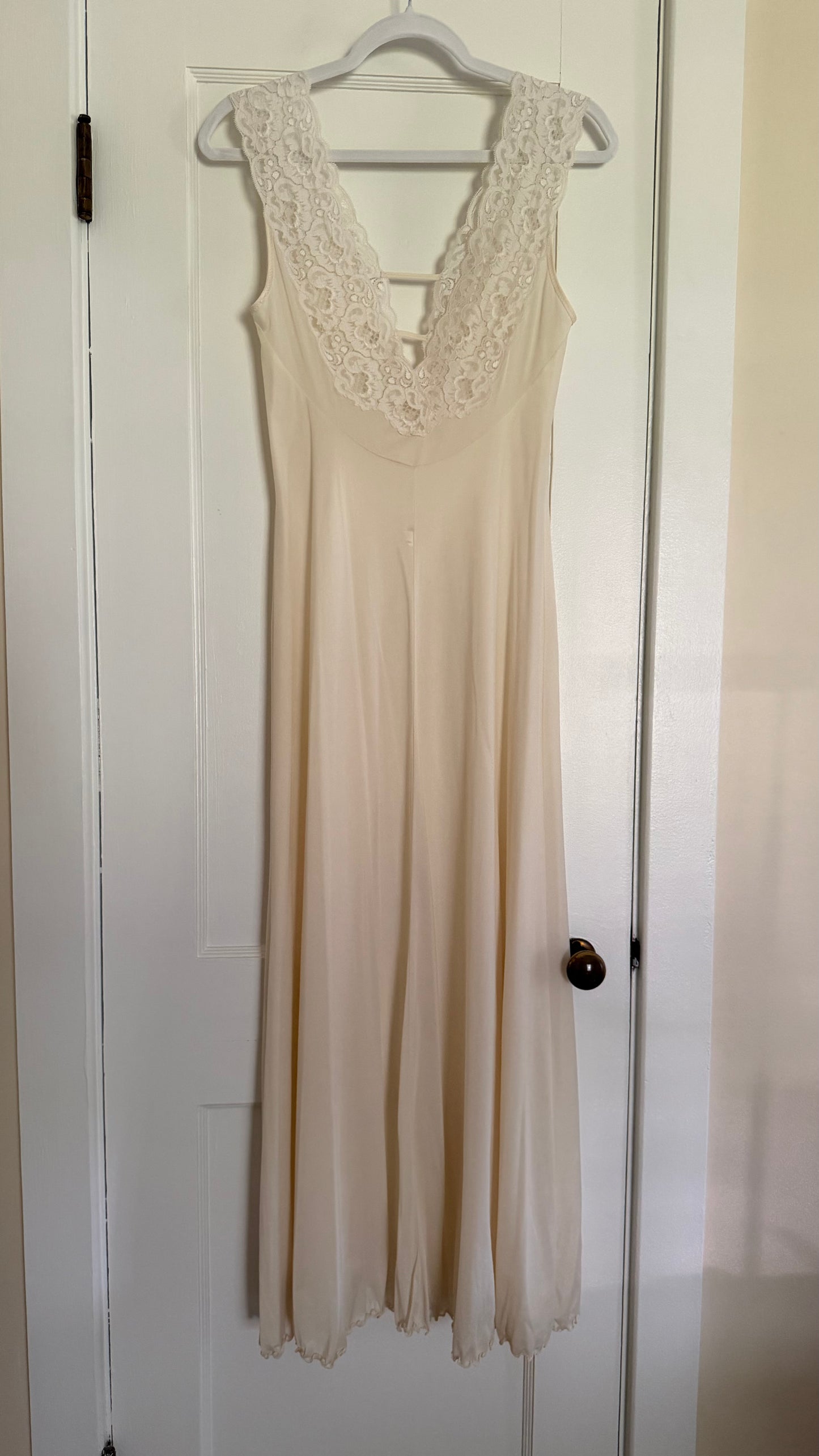 Rare New Zealand-Made Lace-Detail Plunge Slip
