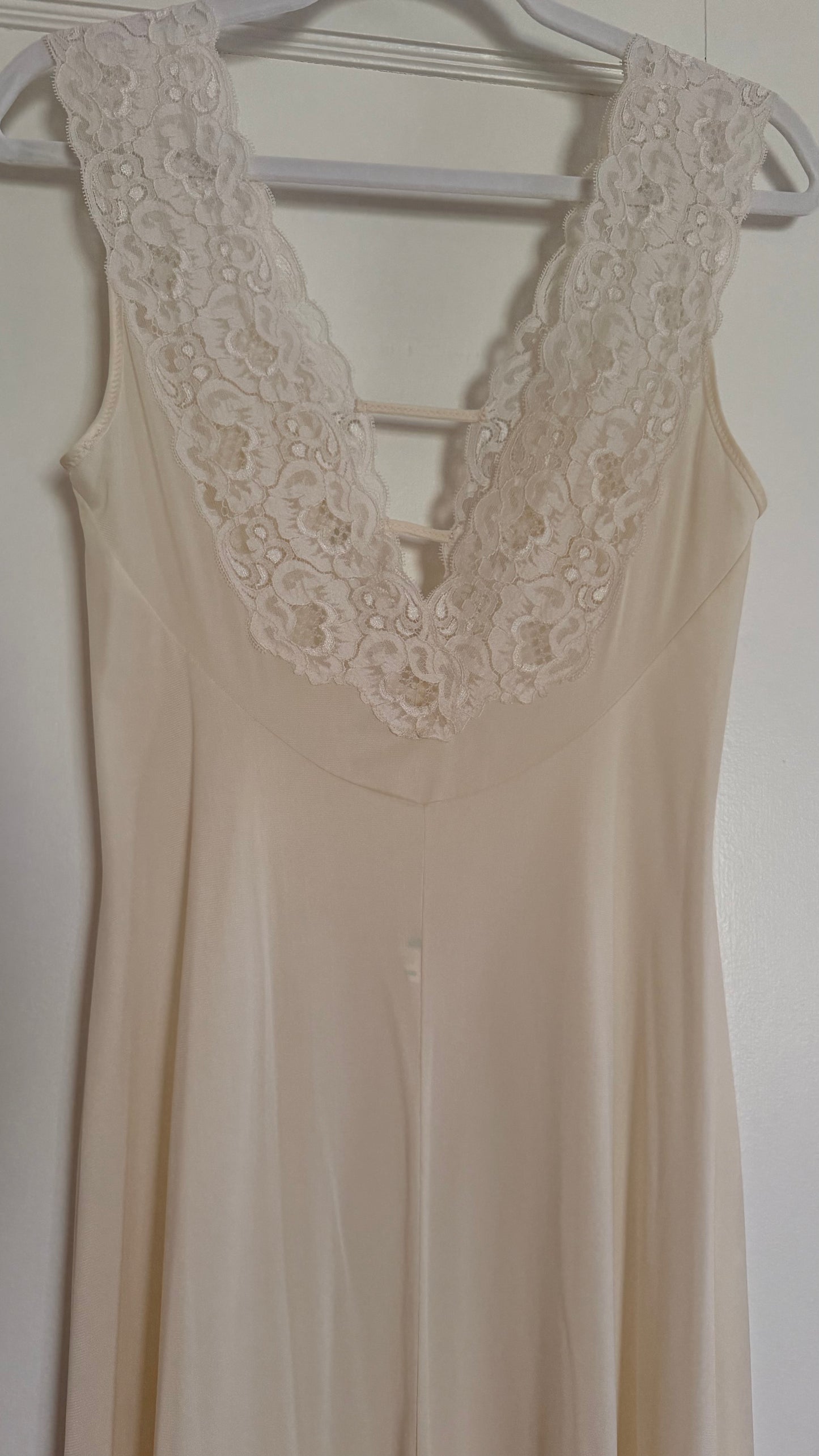 Rare New Zealand-Made Lace-Detail Plunge Slip