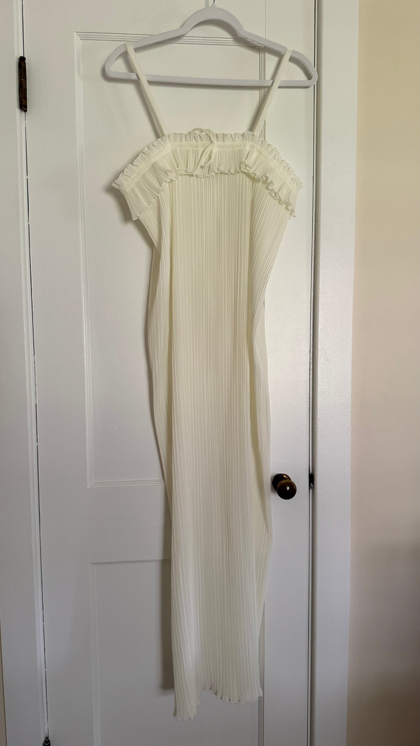 Rare Pleated Ivory Maxi Slip