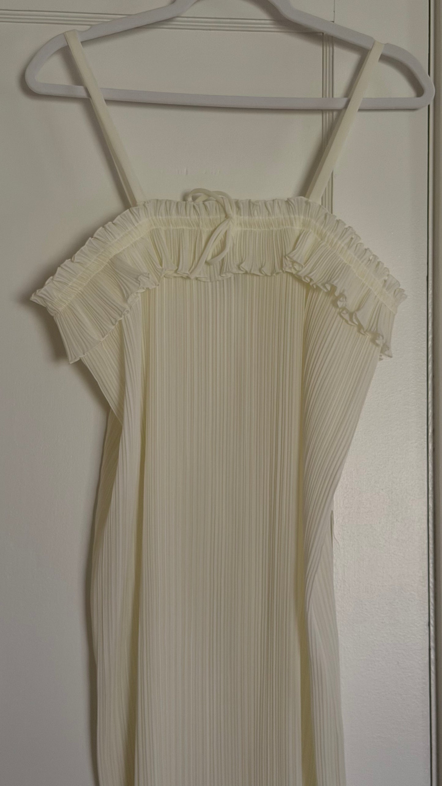 Rare Pleated Ivory Maxi Slip