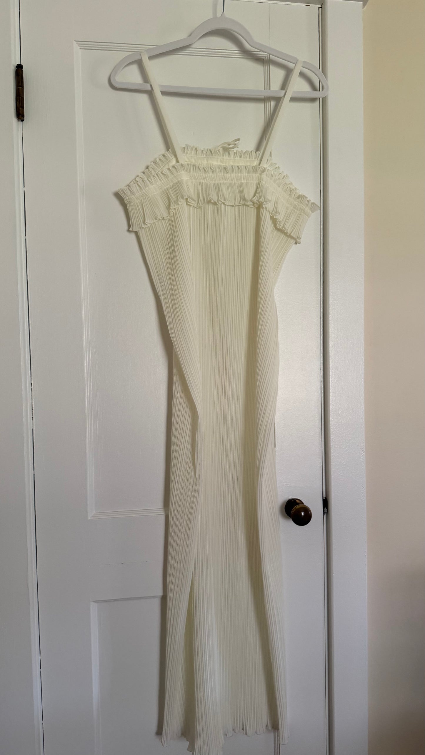 Rare Pleated Ivory Maxi Slip