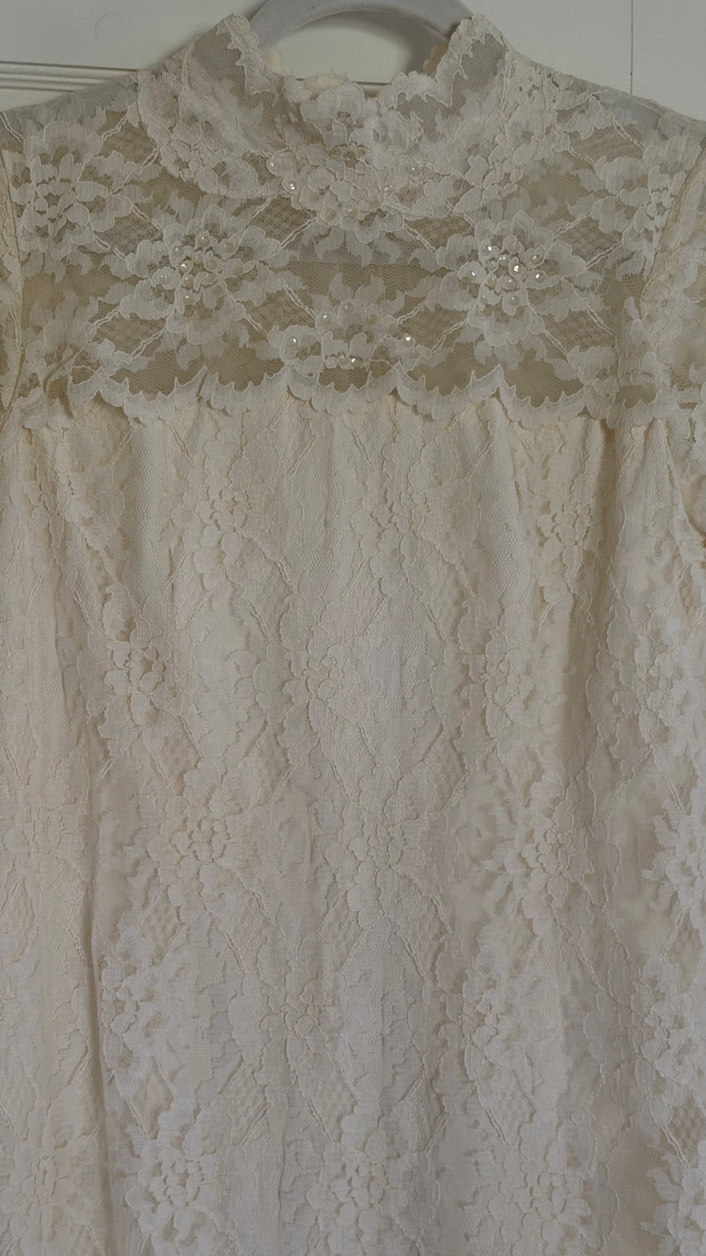 Ivory Lace High Neck Mini Dress