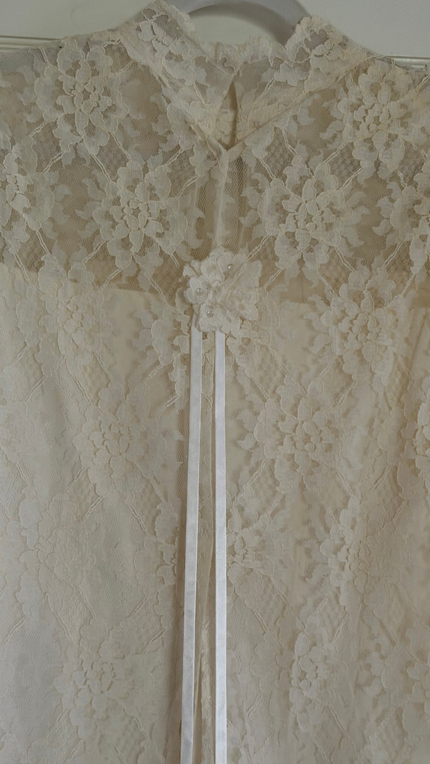 Ivory Lace High Neck Mini Dress