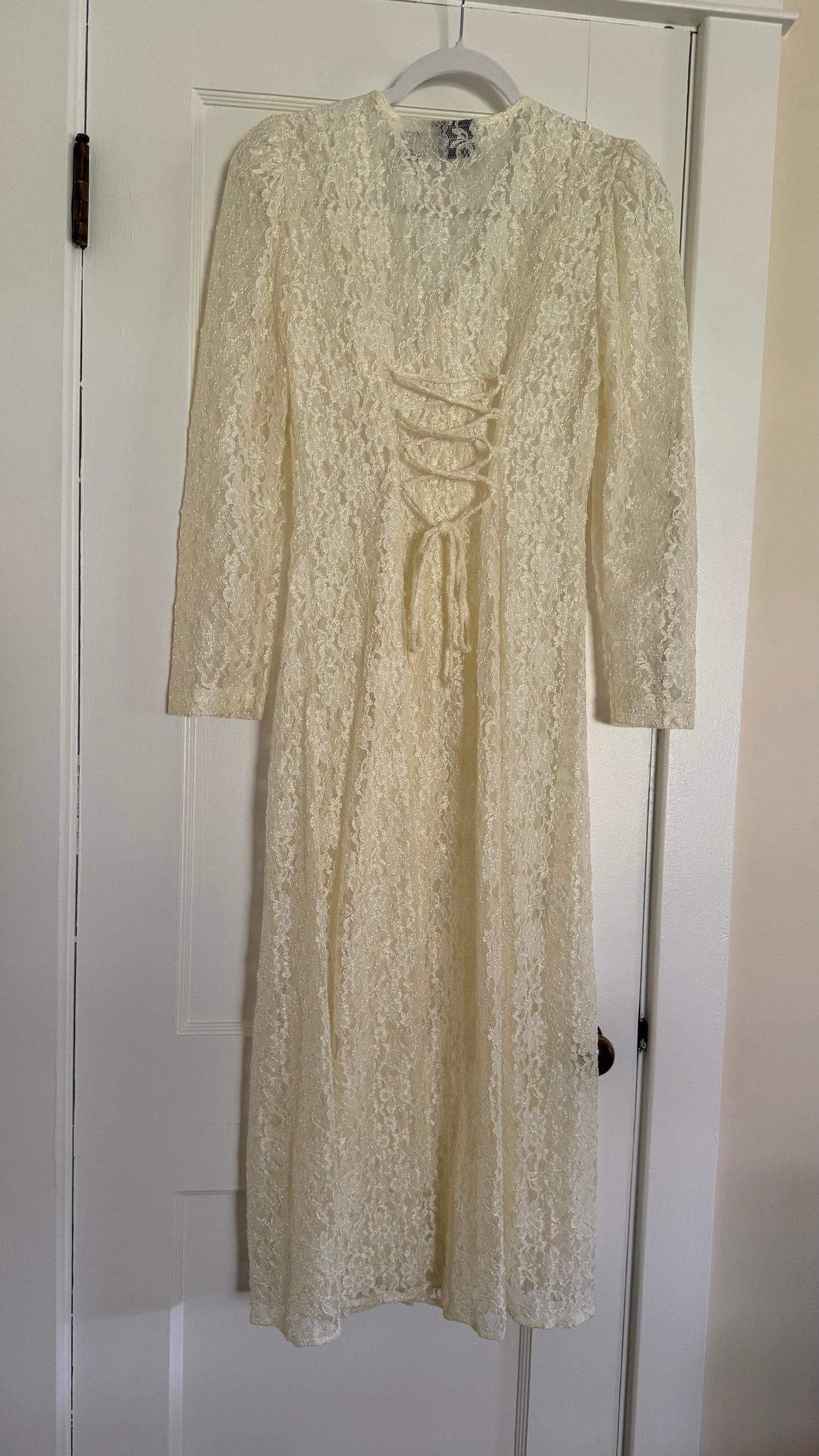 Cream Lace Corset Back Midi Dress