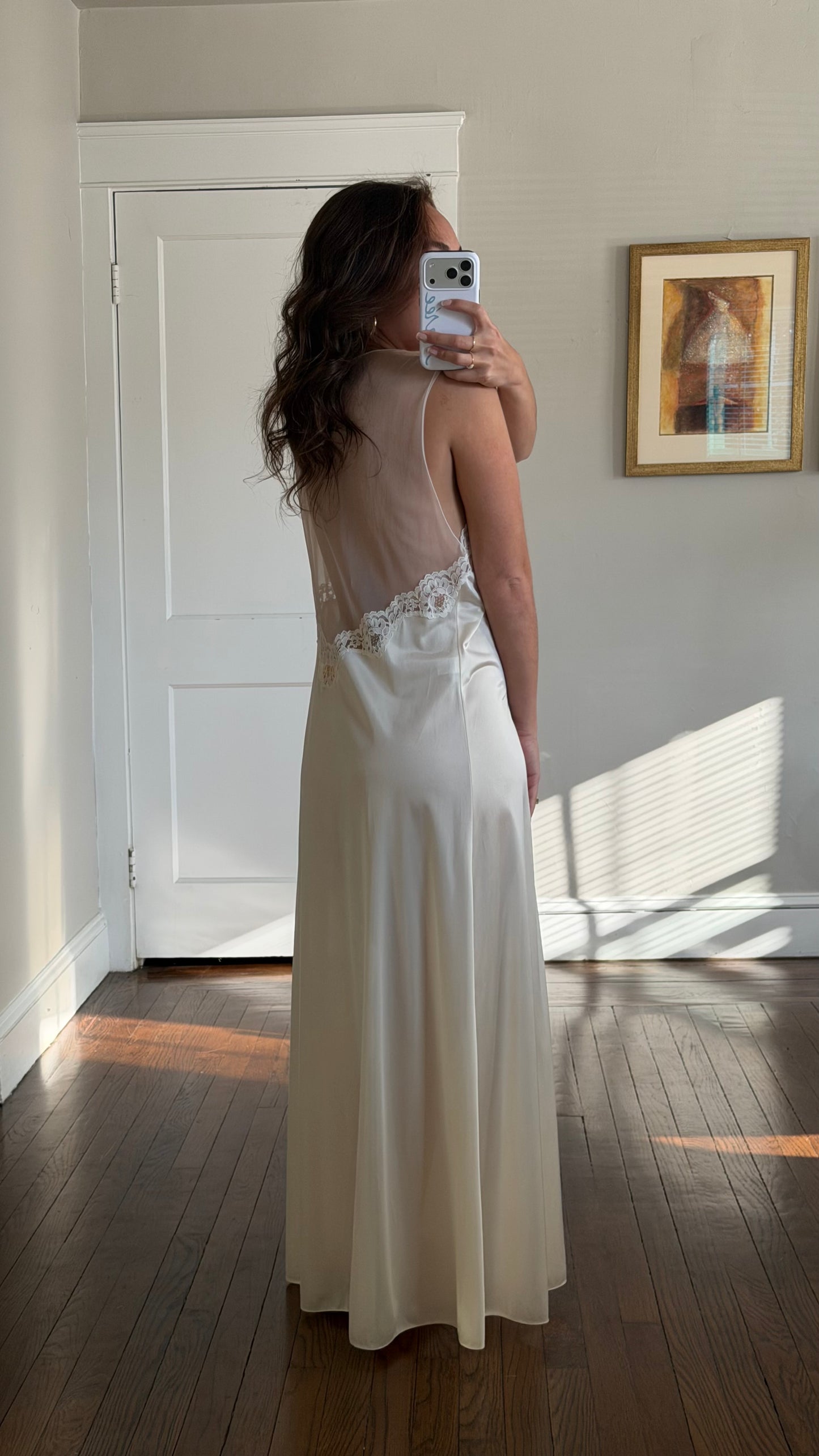 Cream Sheer-Back Slip