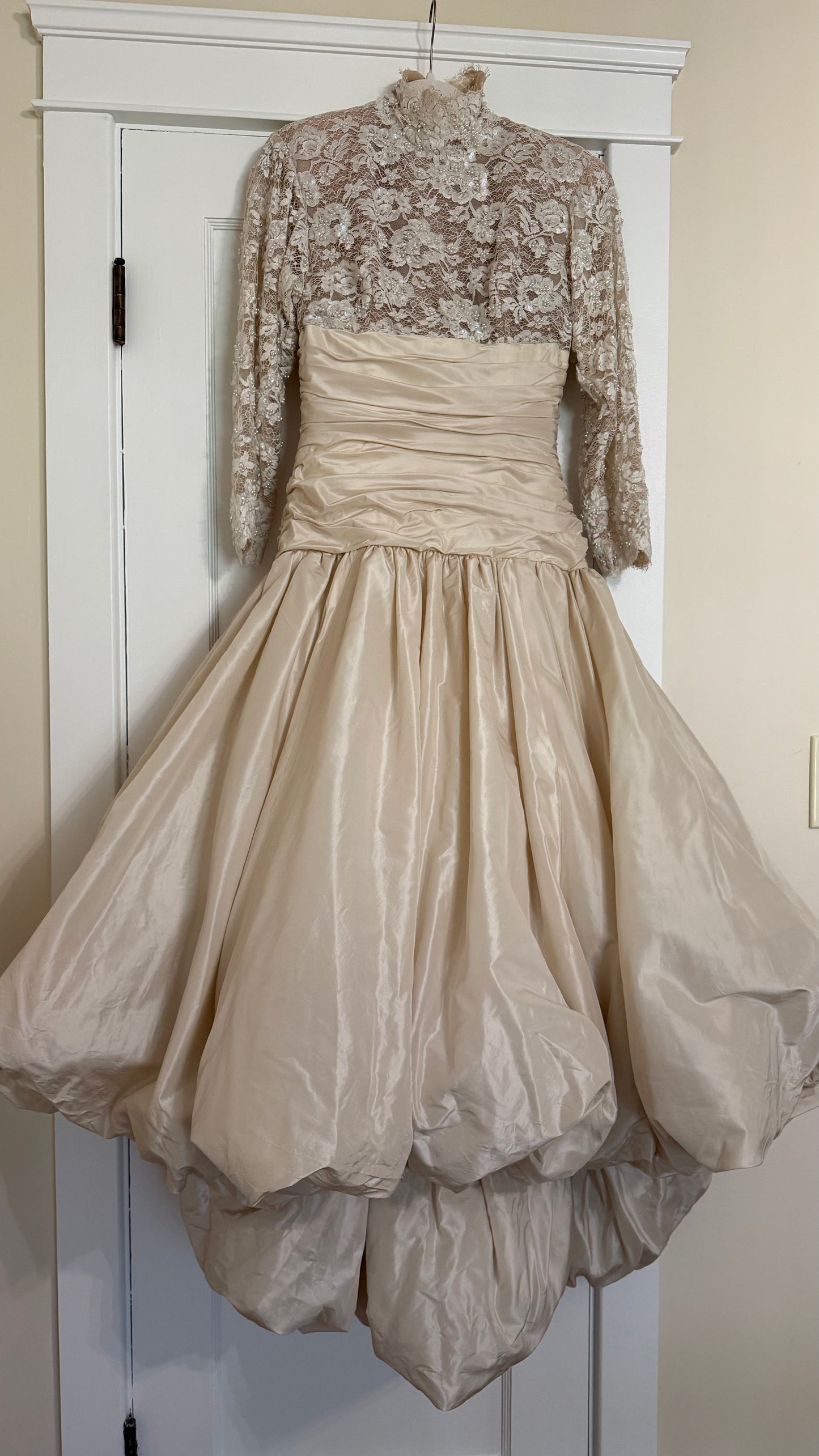 Rare Silk Skirt Drop Waist Bubble Hem Wedding Gown