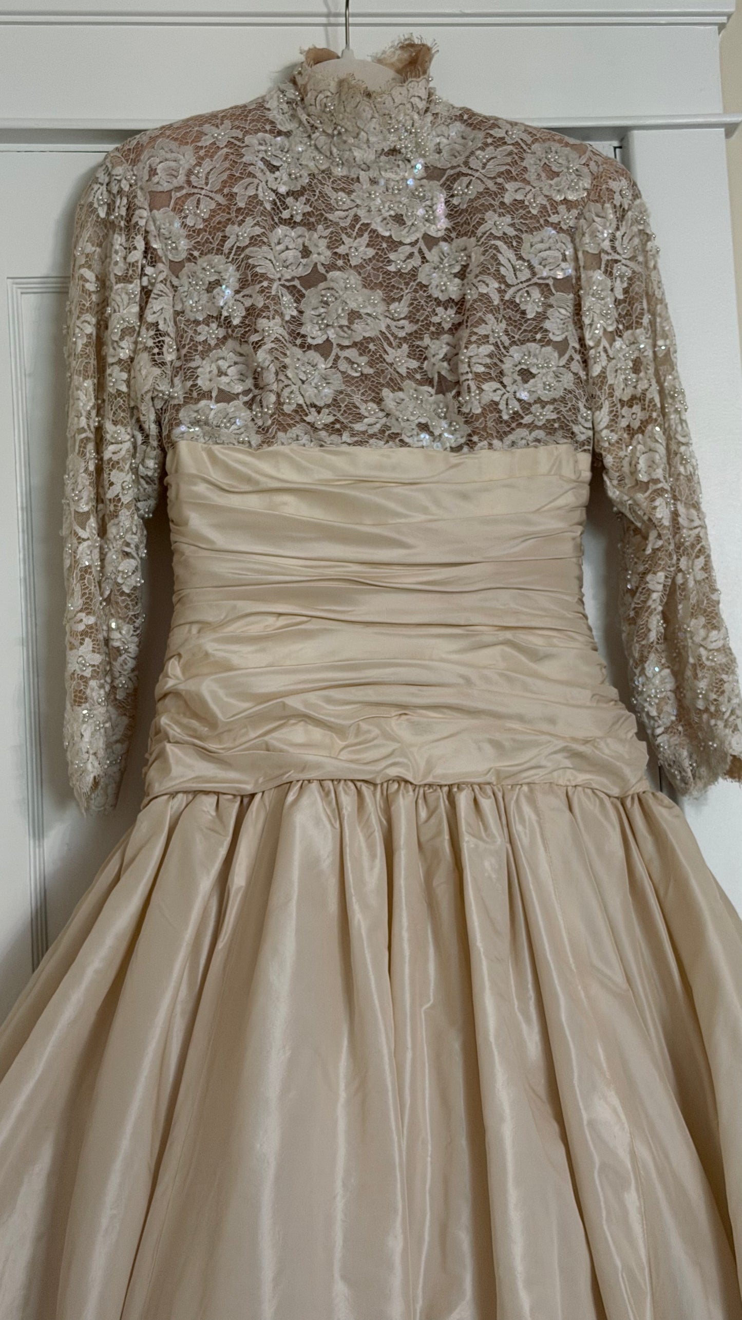 Rare Silk Skirt Drop Waist Bubble Hem Wedding Gown