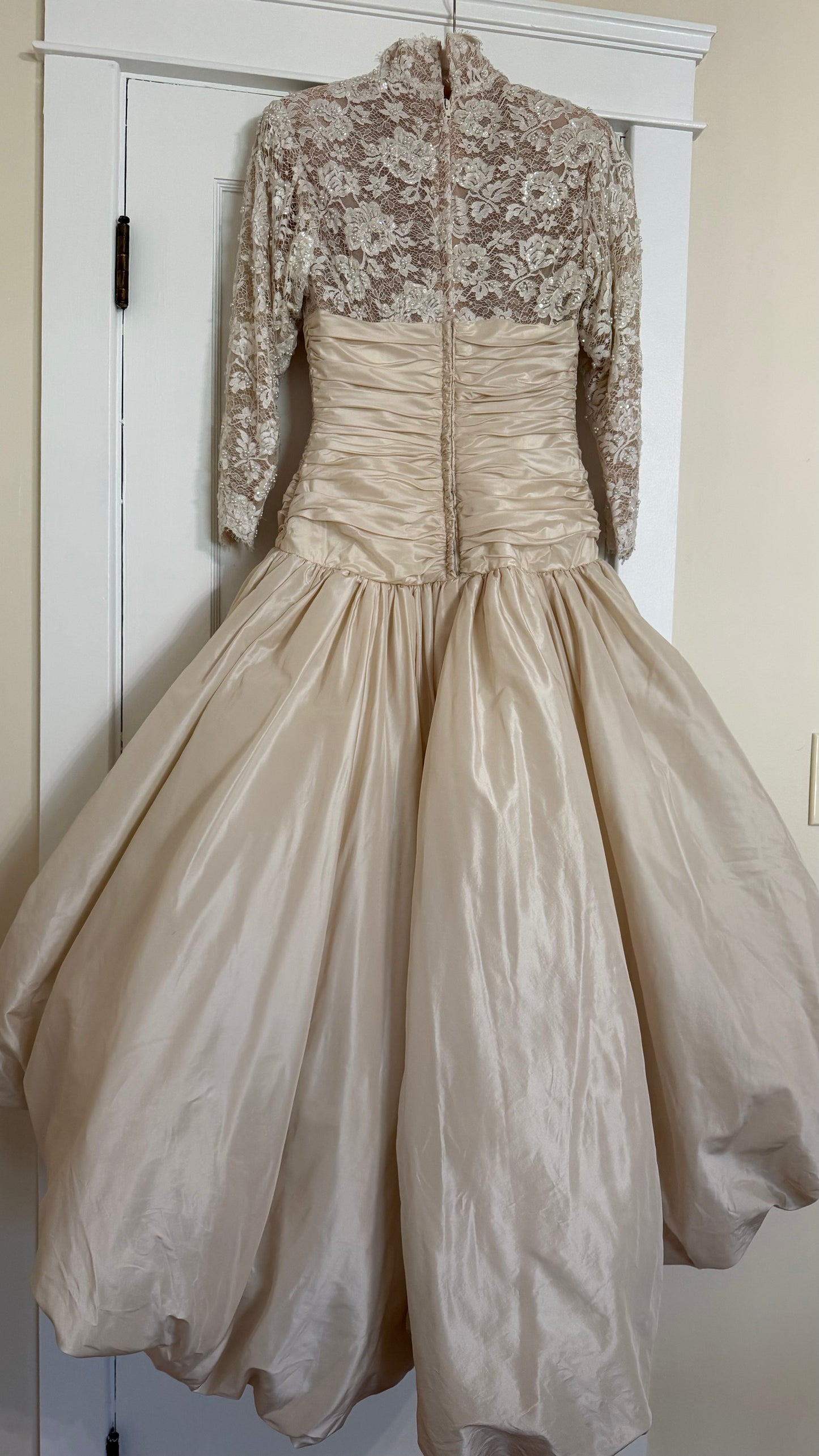 Rare Silk Skirt Drop Waist Bubble Hem Wedding Gown