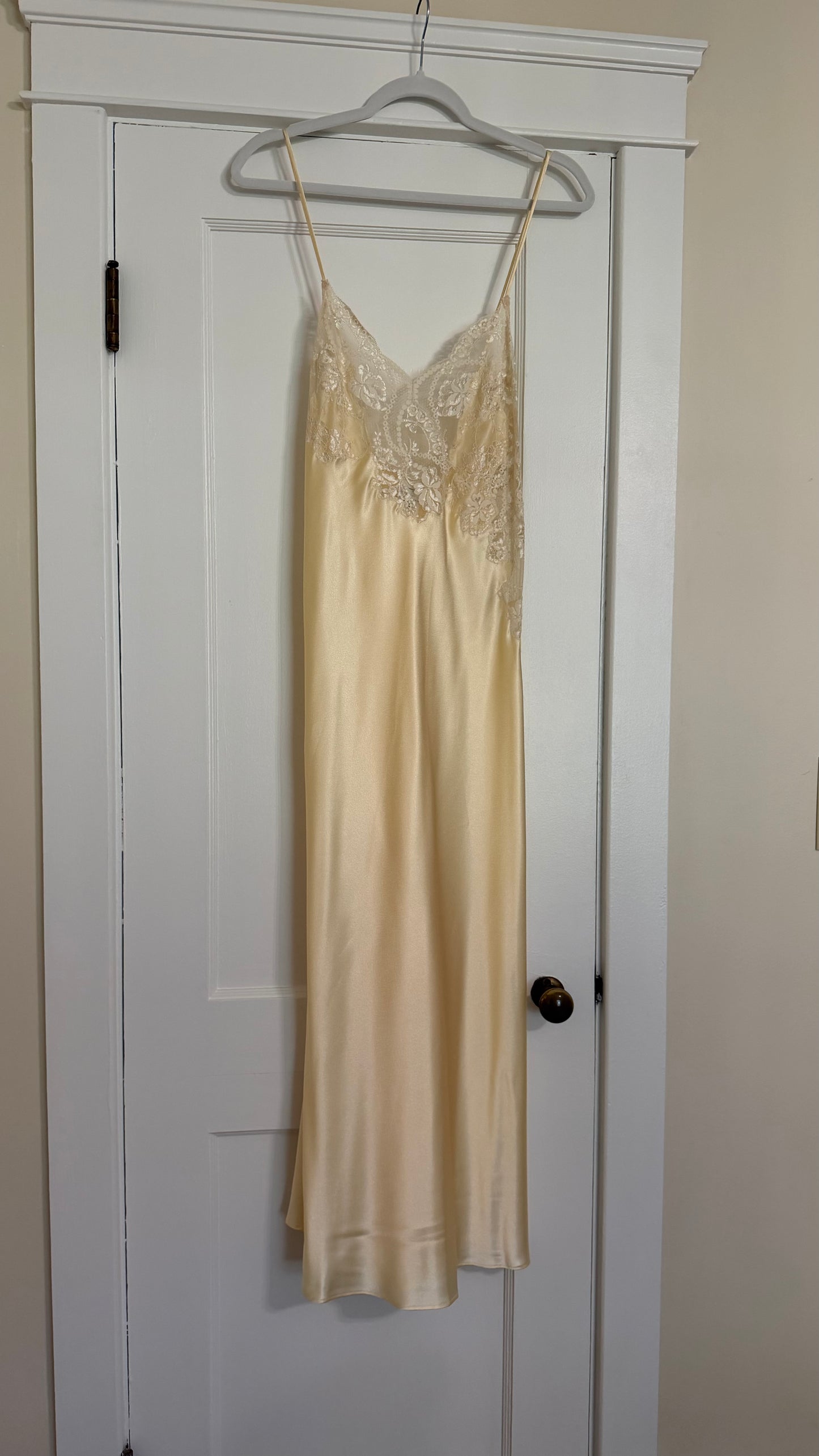Rare Butter Yellow Lace Backless Slip Dress