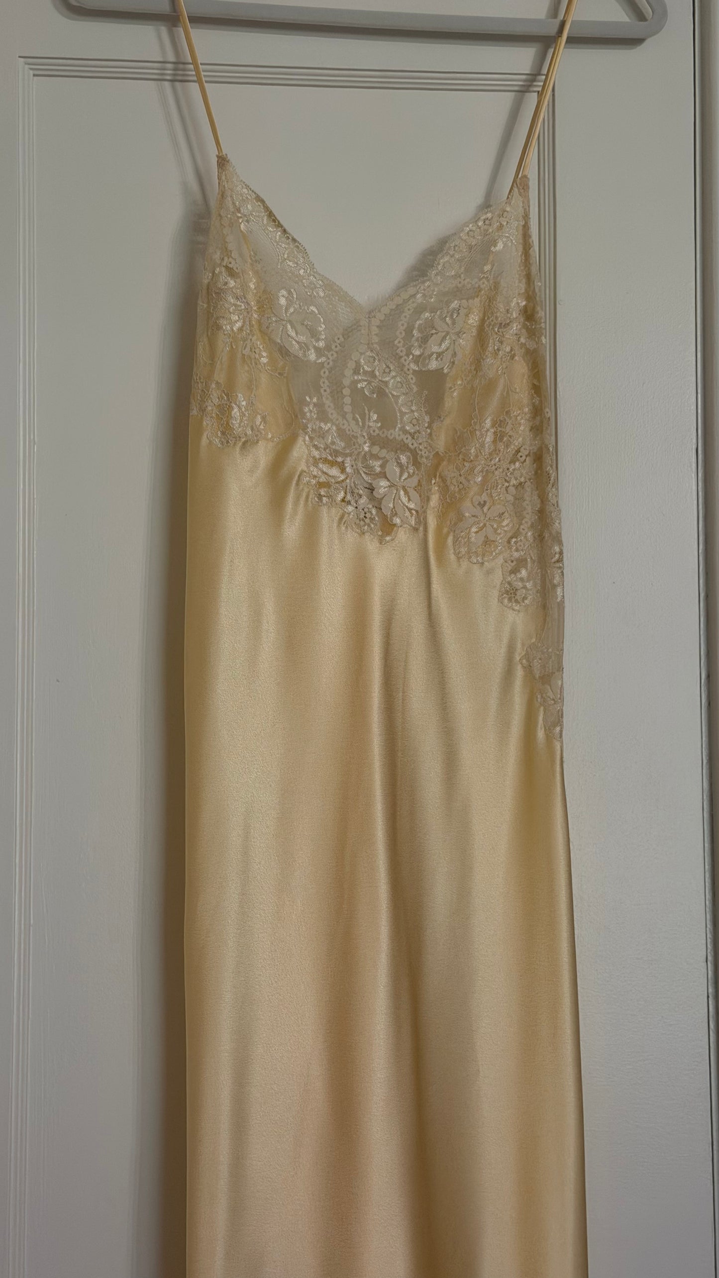 Rare Butter Yellow Lace Backless Slip Dress