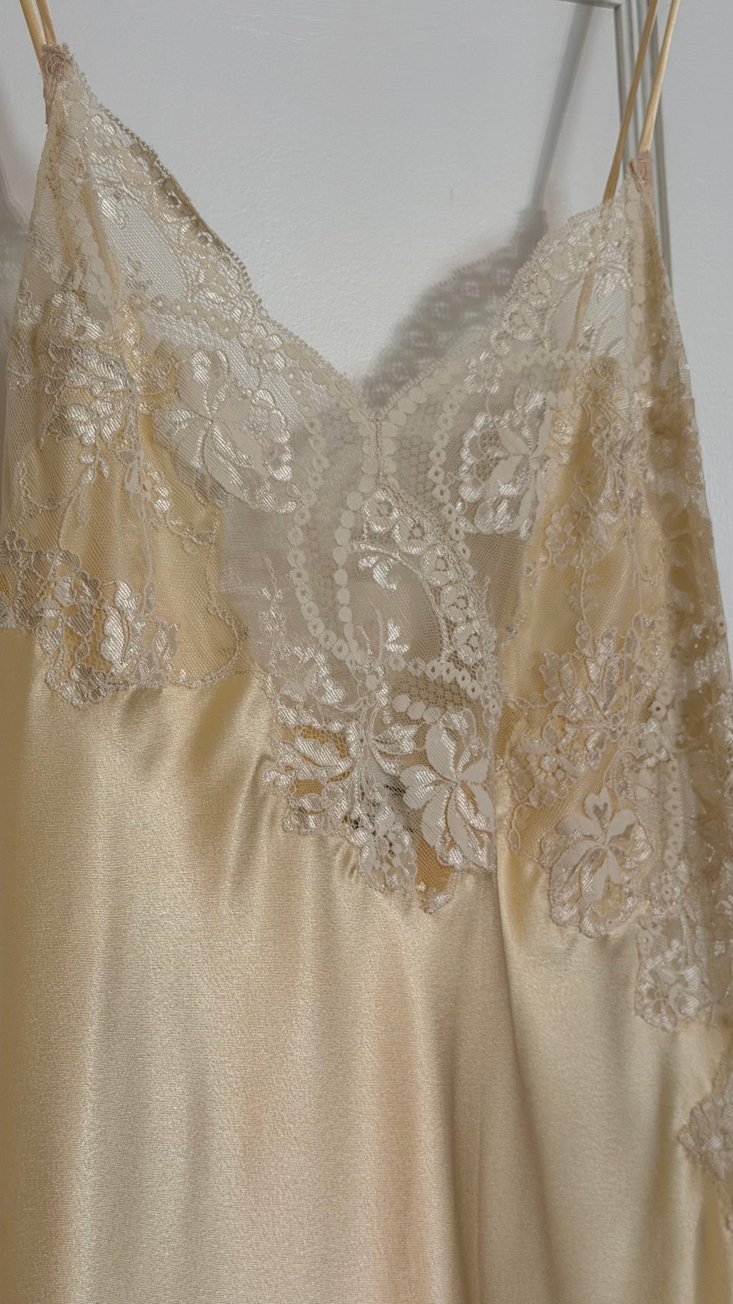 Rare Butter Yellow Lace Backless Slip Dress