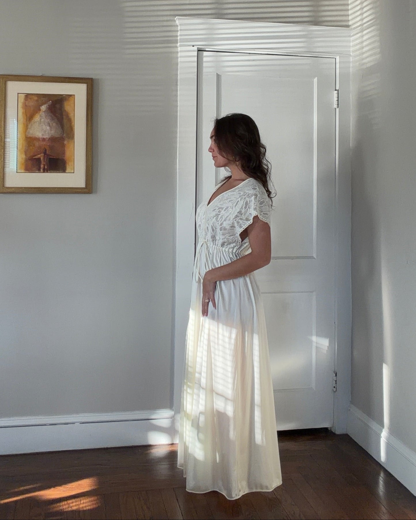Tie-Waist Cream Slip