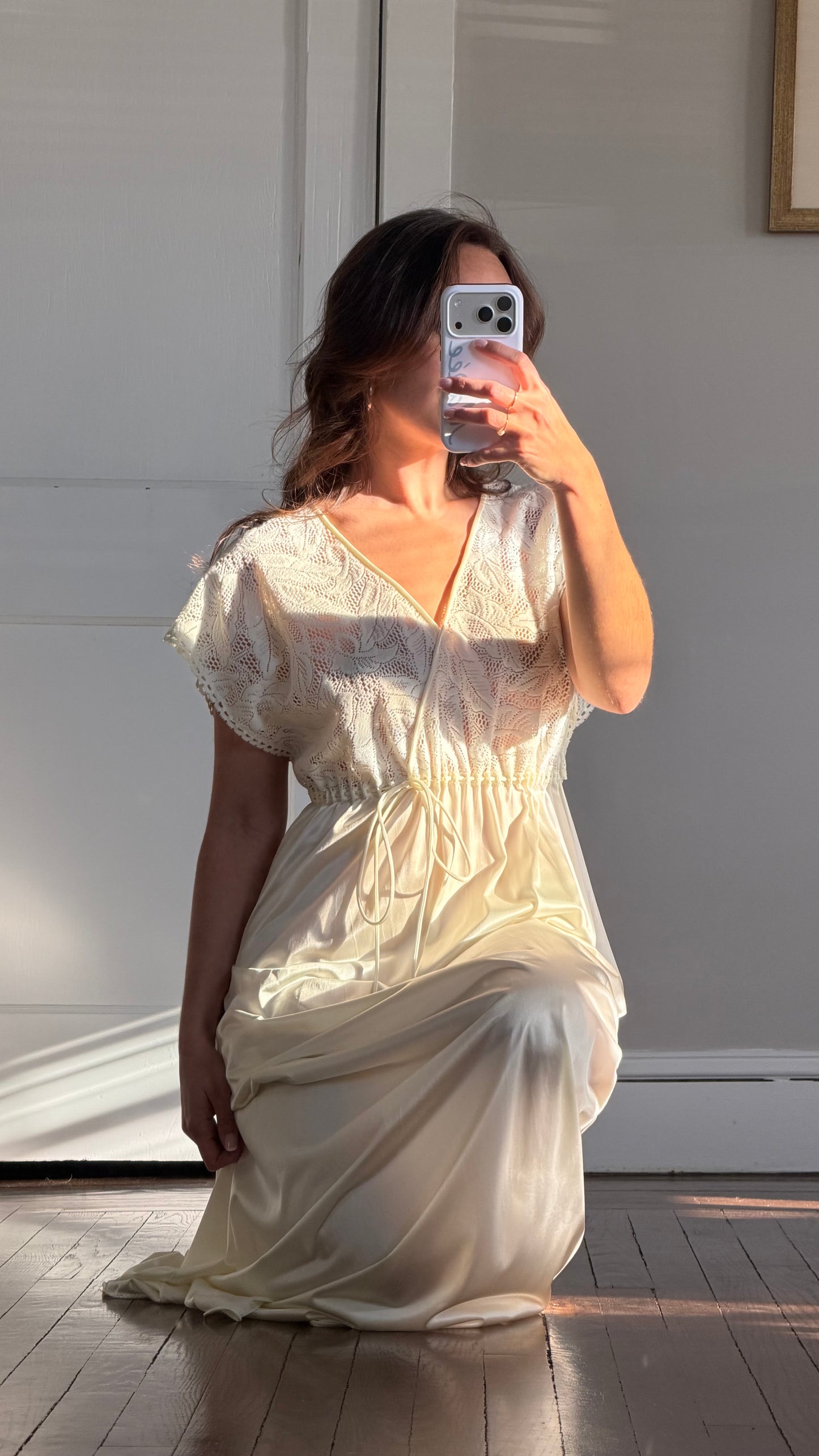 Tie-Waist Cream Slip