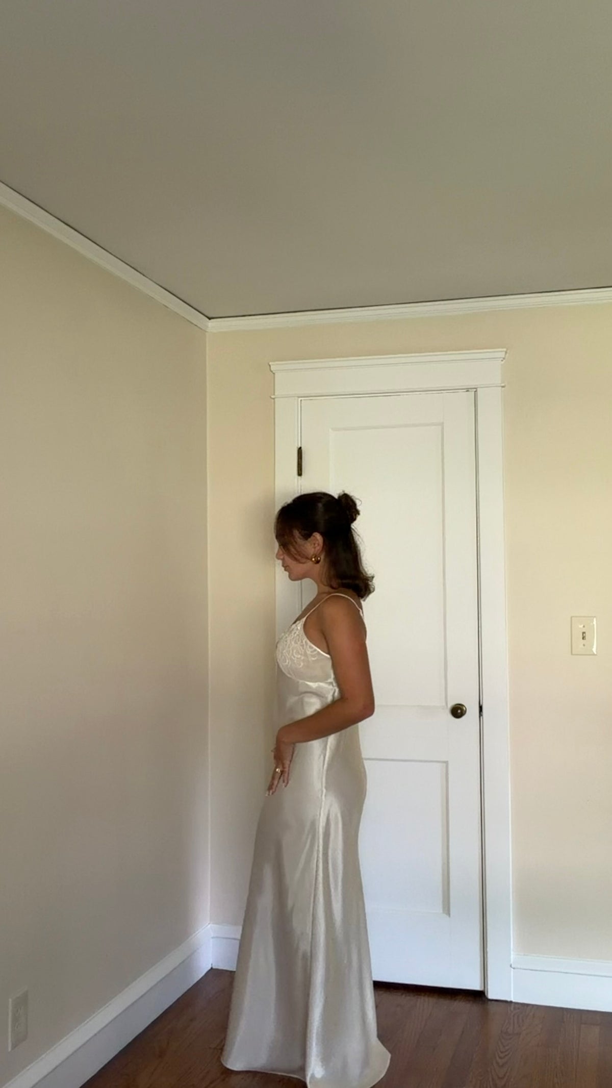 Lace Detail Ivory Slip Dress