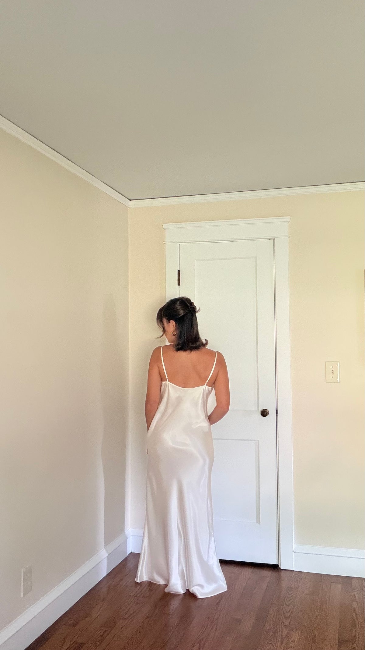 Lace Detail Ivory Slip Dress