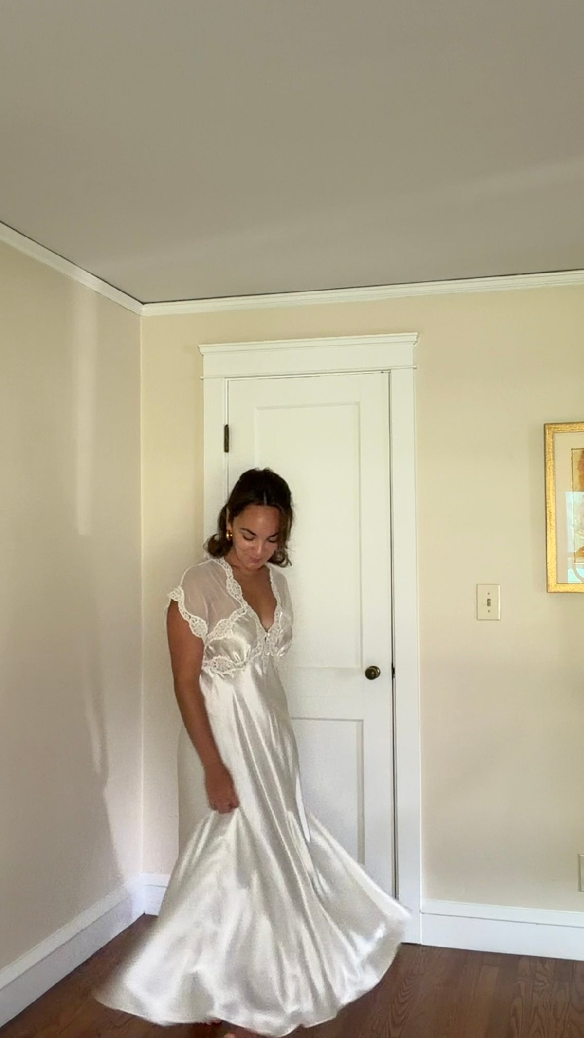 Ivory Satin & Sheer Back Slip
