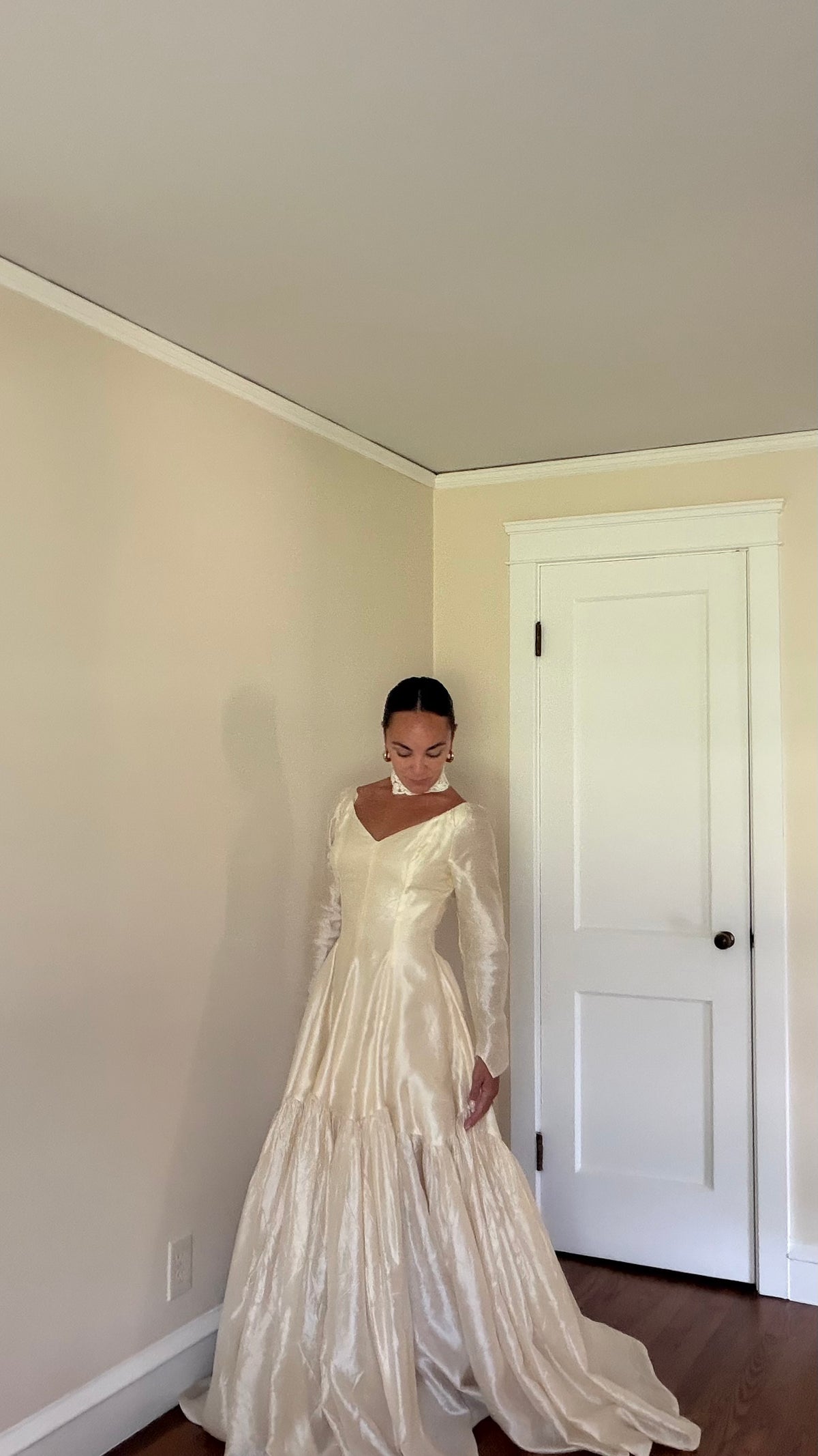 Rare All Silk 1956 Wedding Gown with Matching Custom Collar