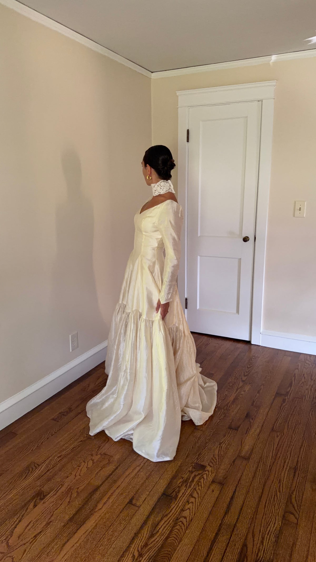 Rare All Silk 1956 Wedding Gown with Matching Custom Collar