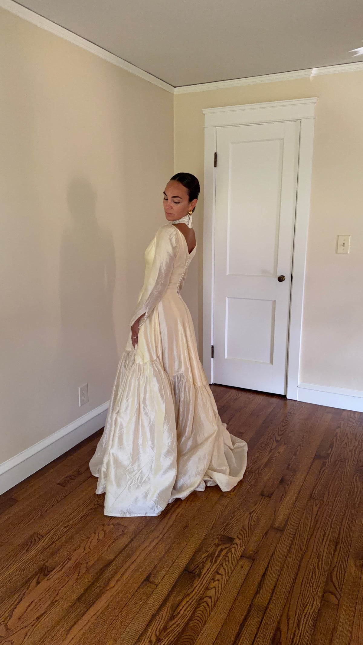 Rare All Silk 1956 Wedding Gown with Matching Custom Collar