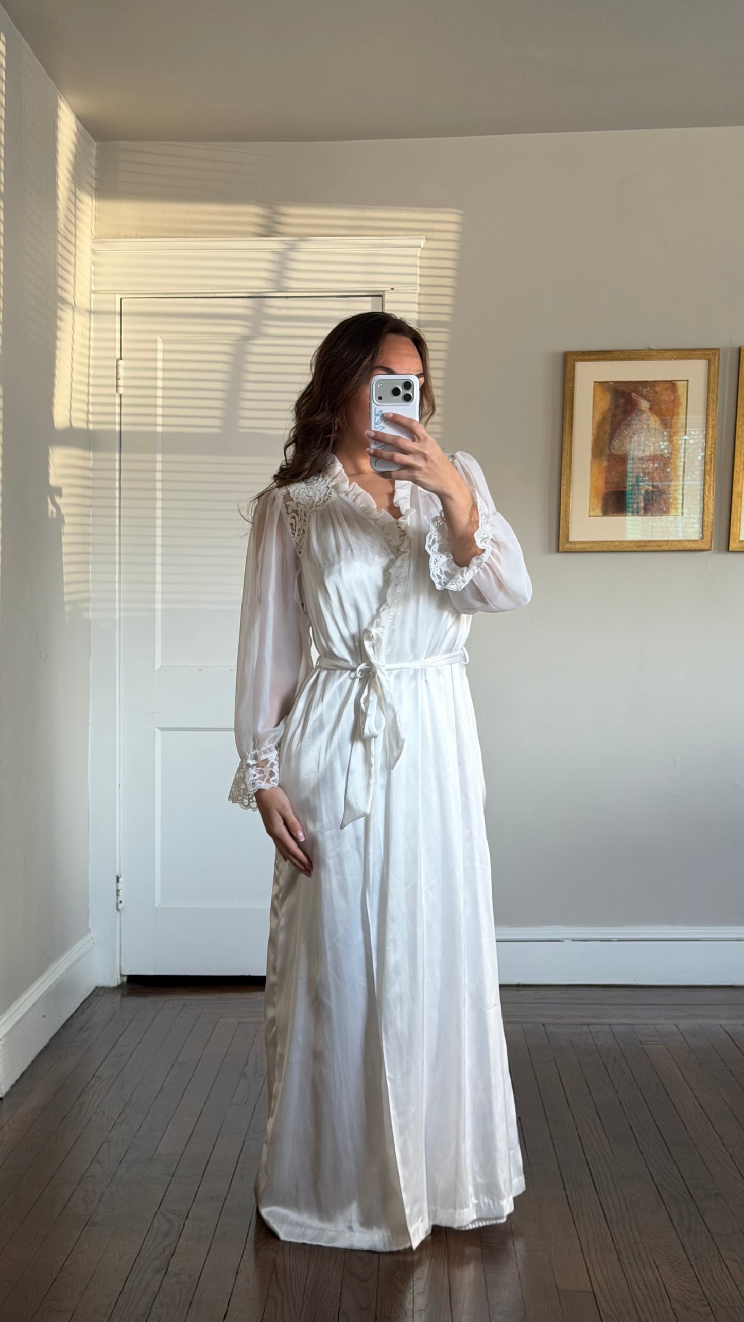 Rare Lace and Chiffon Detail Peignoir Set