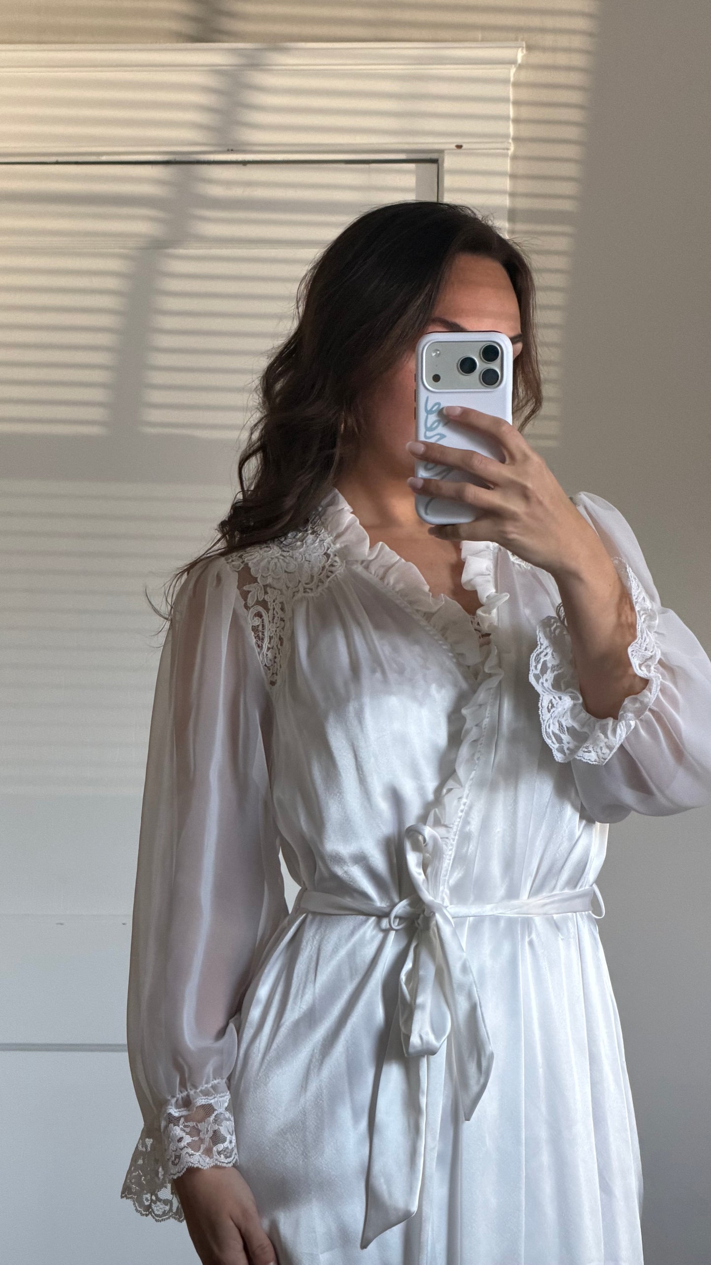 Rare Lace and Chiffon Detail Peignoir Set