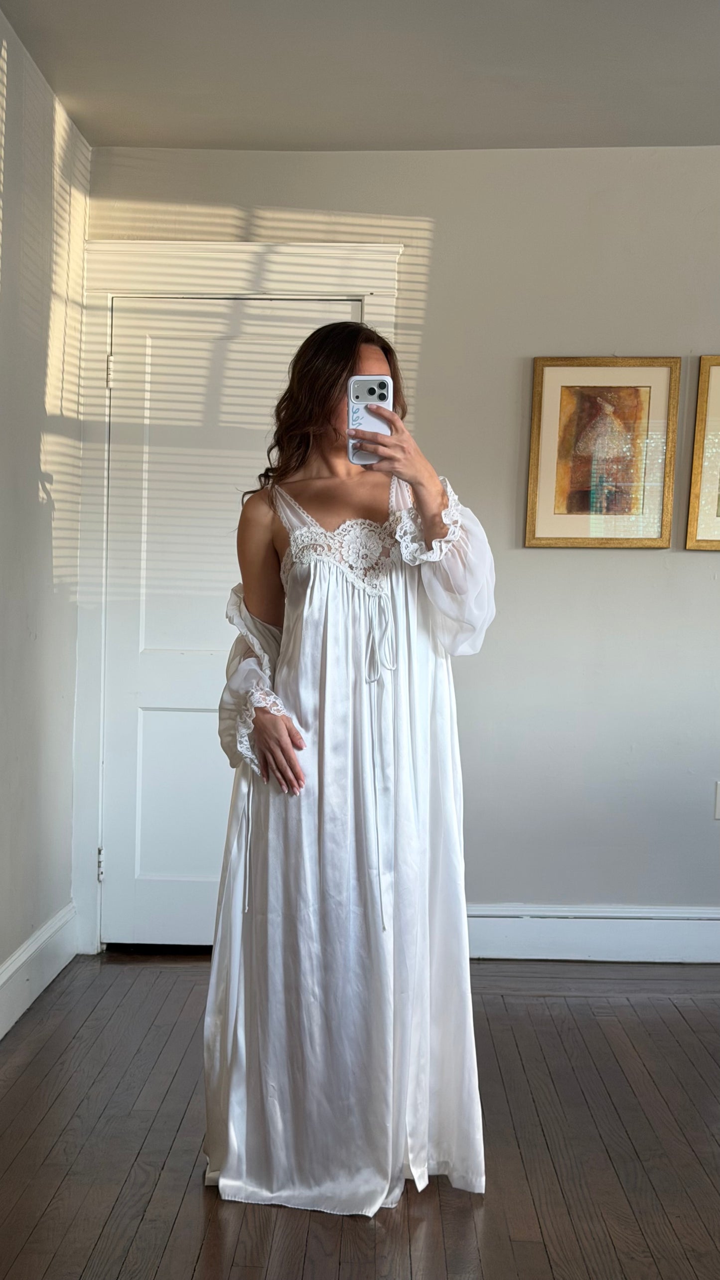 Rare Lace and Chiffon Detail Peignoir Set