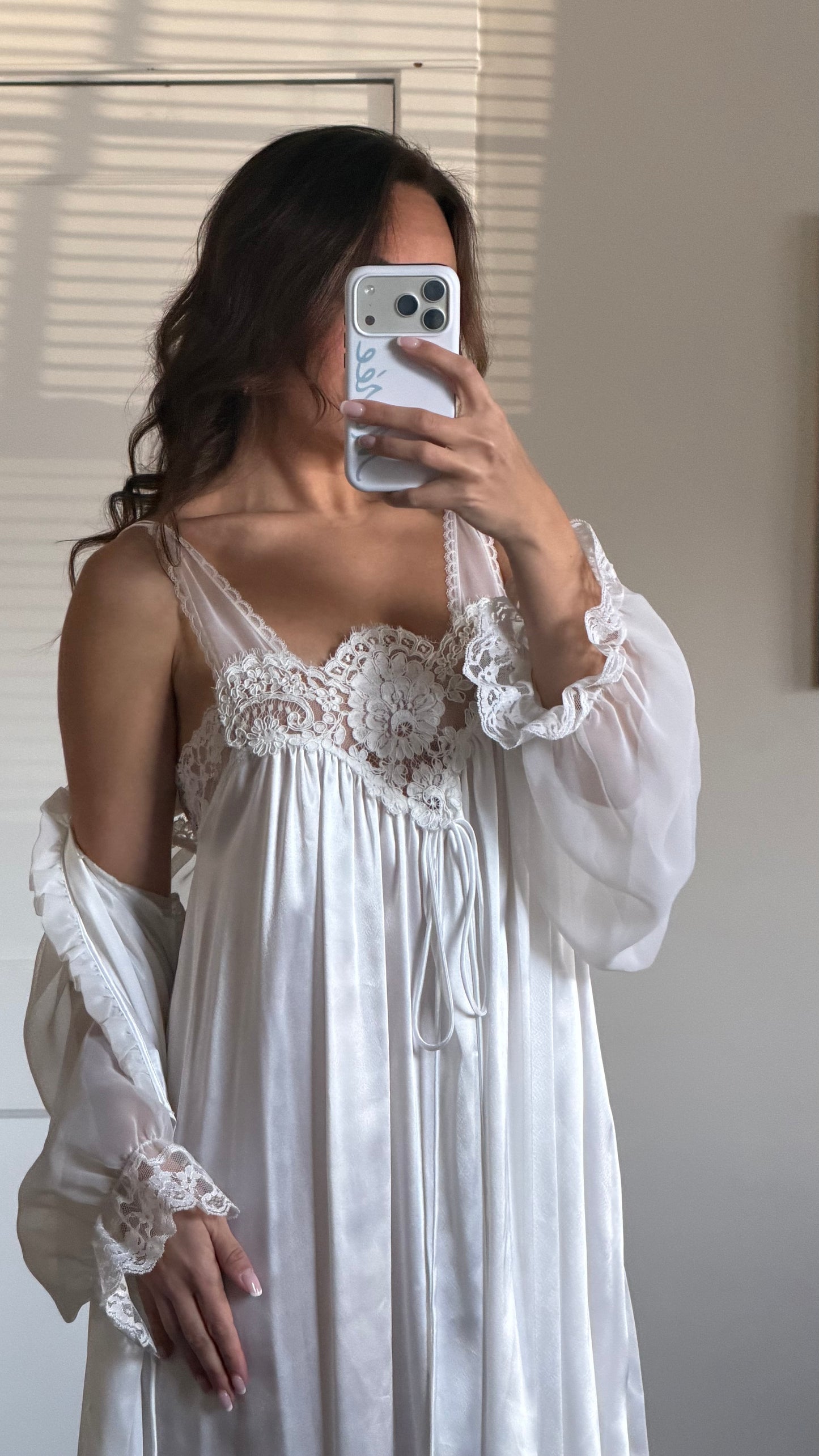 Rare Lace and Chiffon Detail Peignoir Set