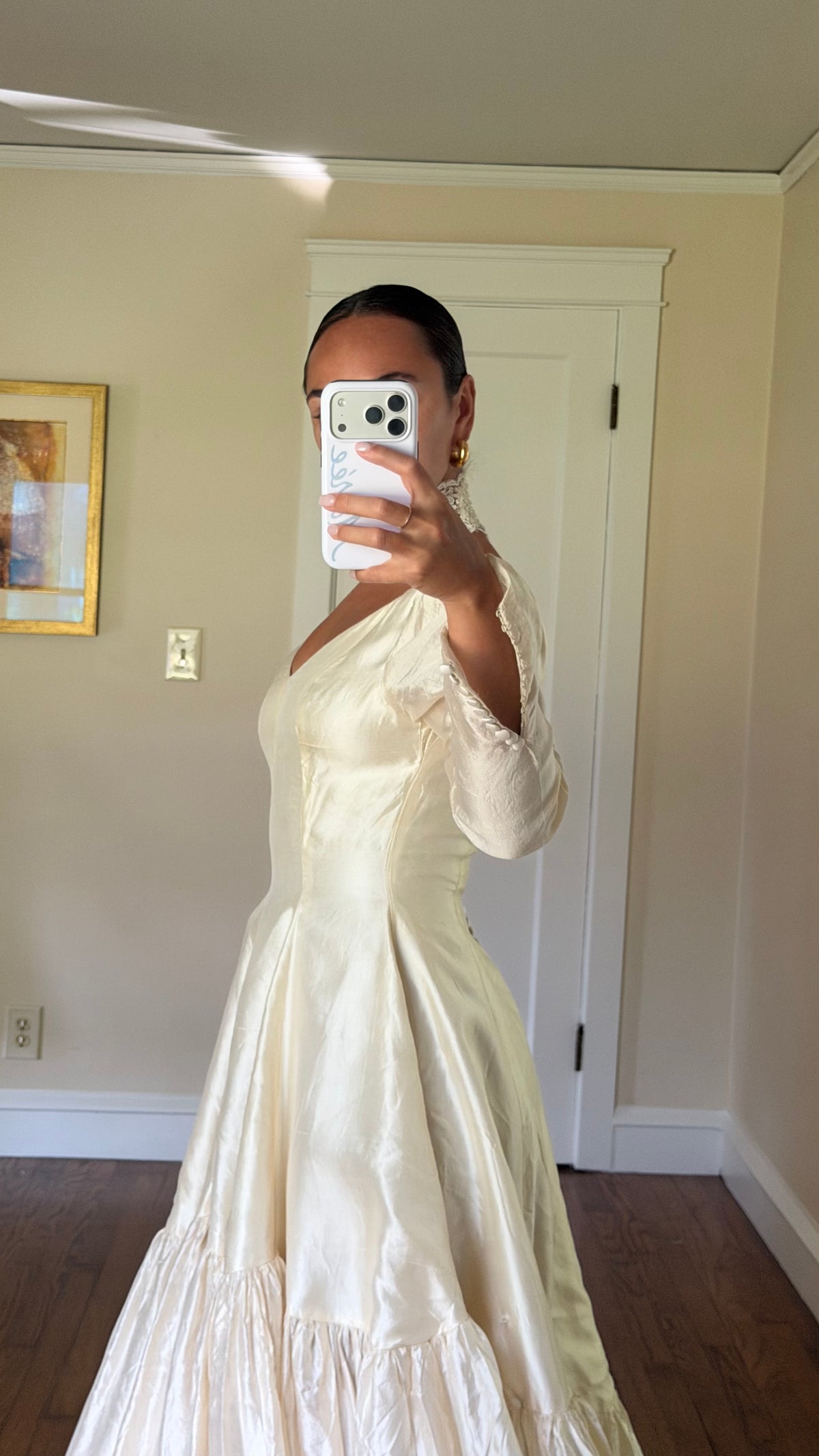 Rare All Silk 1956 Wedding Gown with Matching Custom Collar