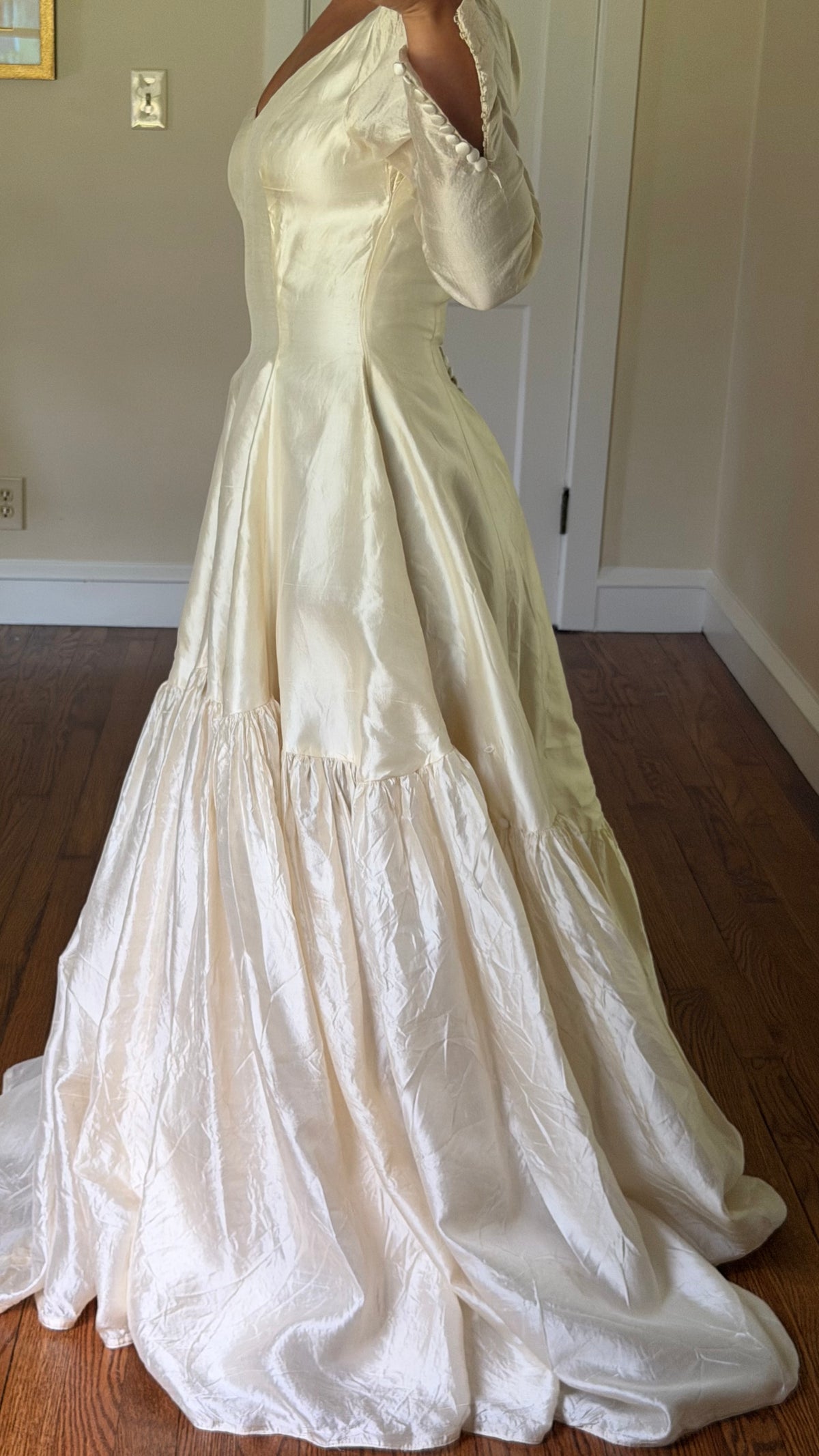 Rare All Silk 1956 Wedding Gown with Matching Custom Collar