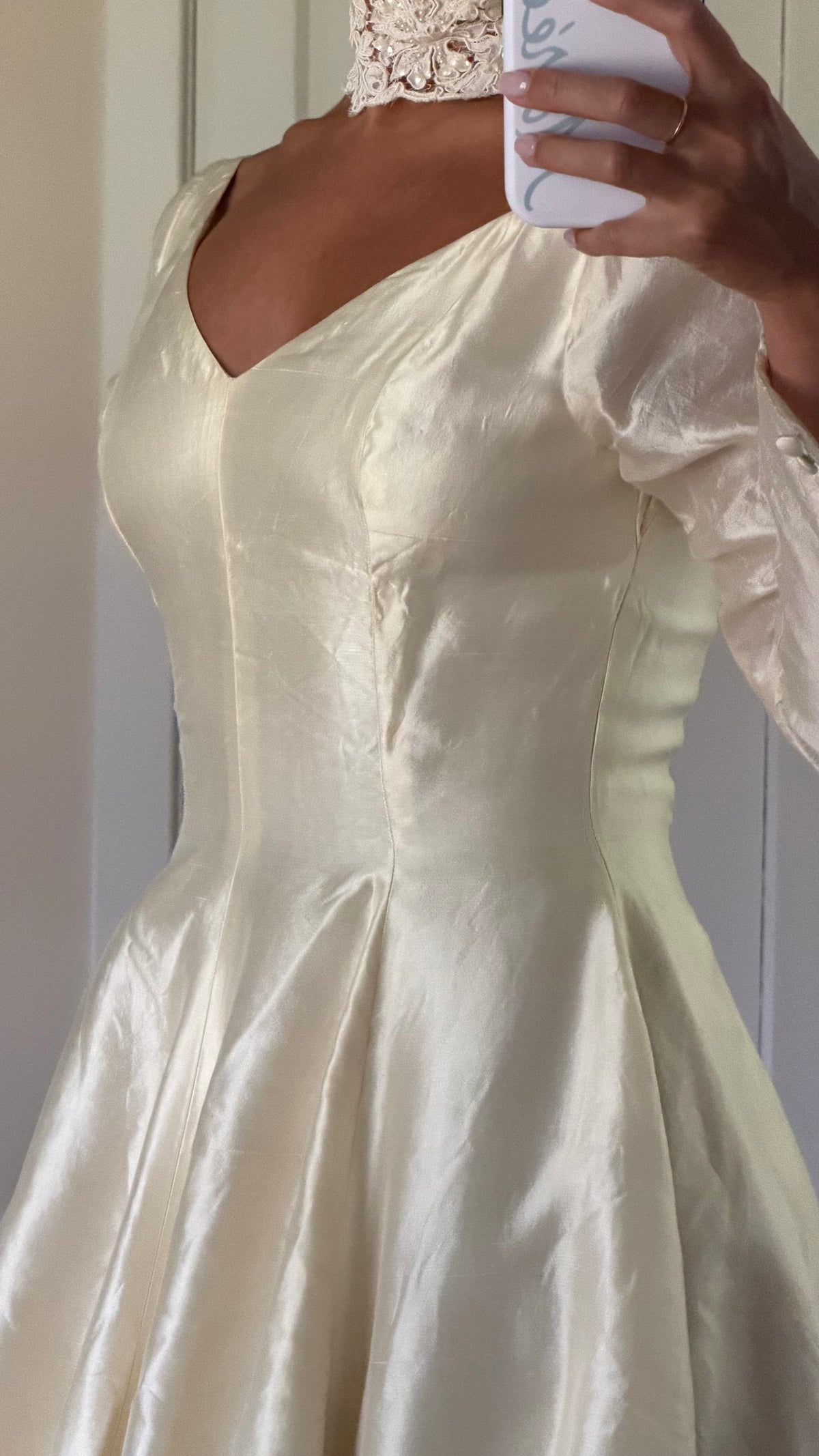 Rare All Silk 1956 Wedding Gown with Matching Custom Collar