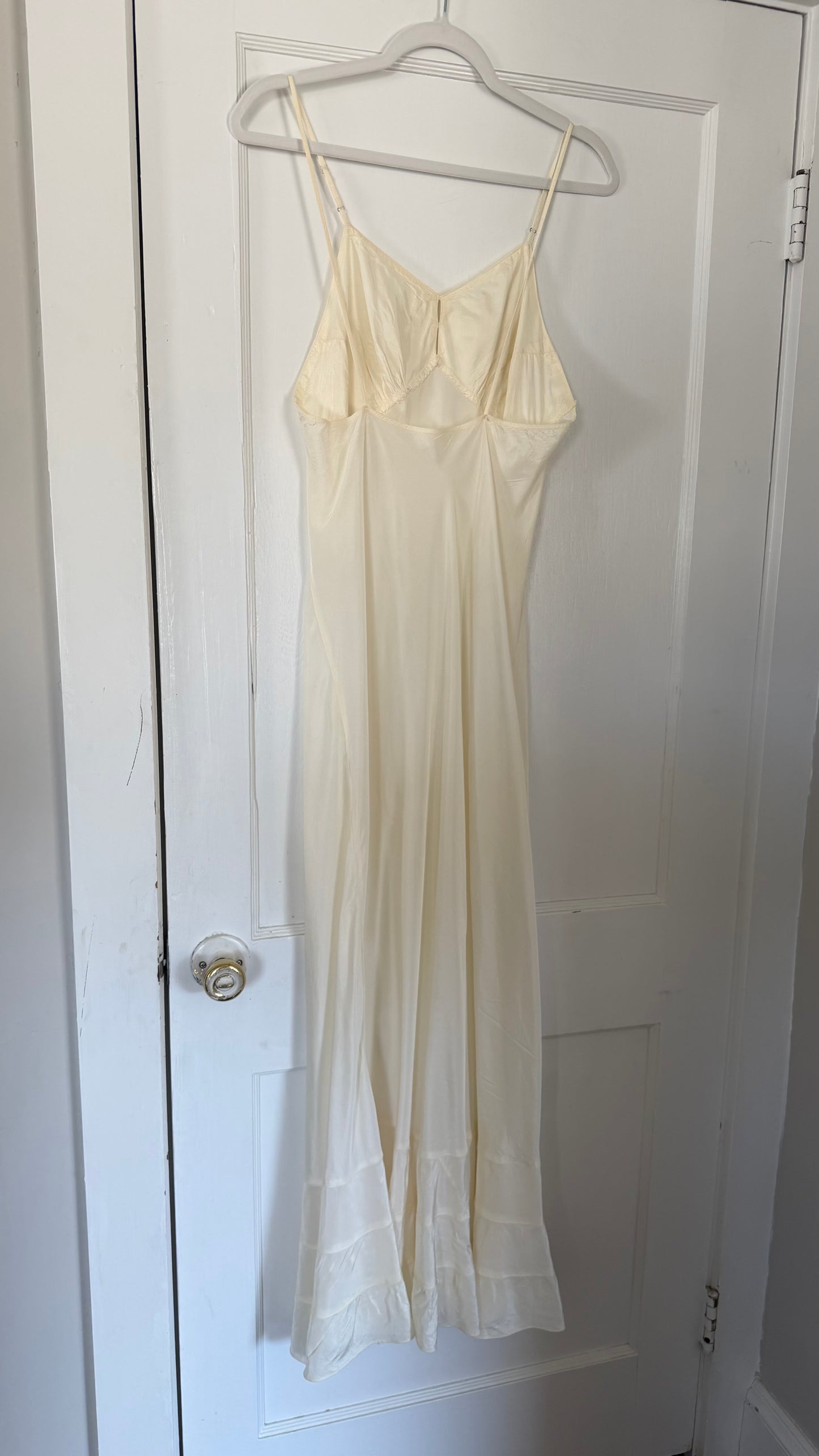 Cream Sheer Lace Overlay Peignoir Set