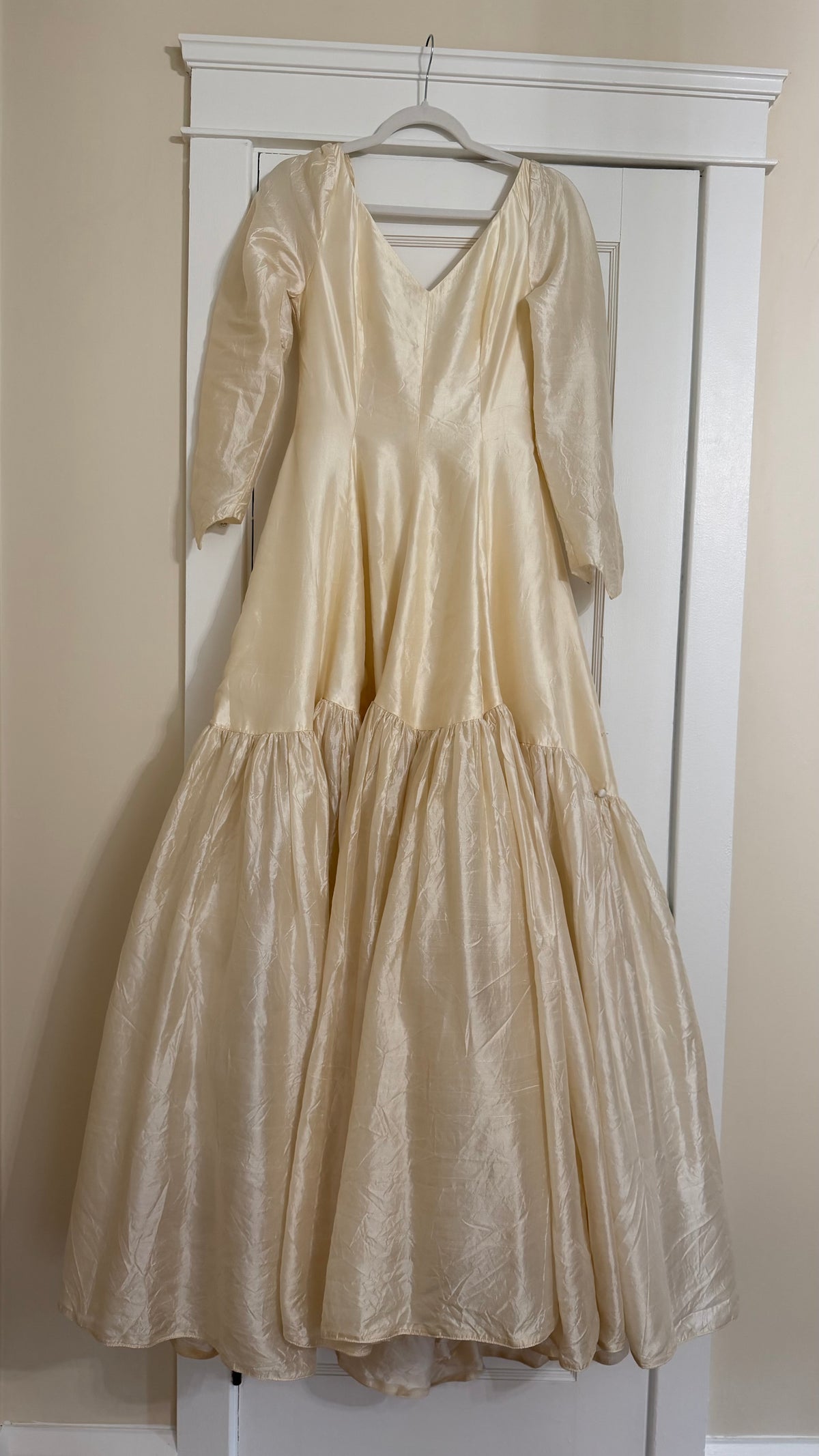 Rare All Silk 1956 Wedding Gown with Matching Custom Collar